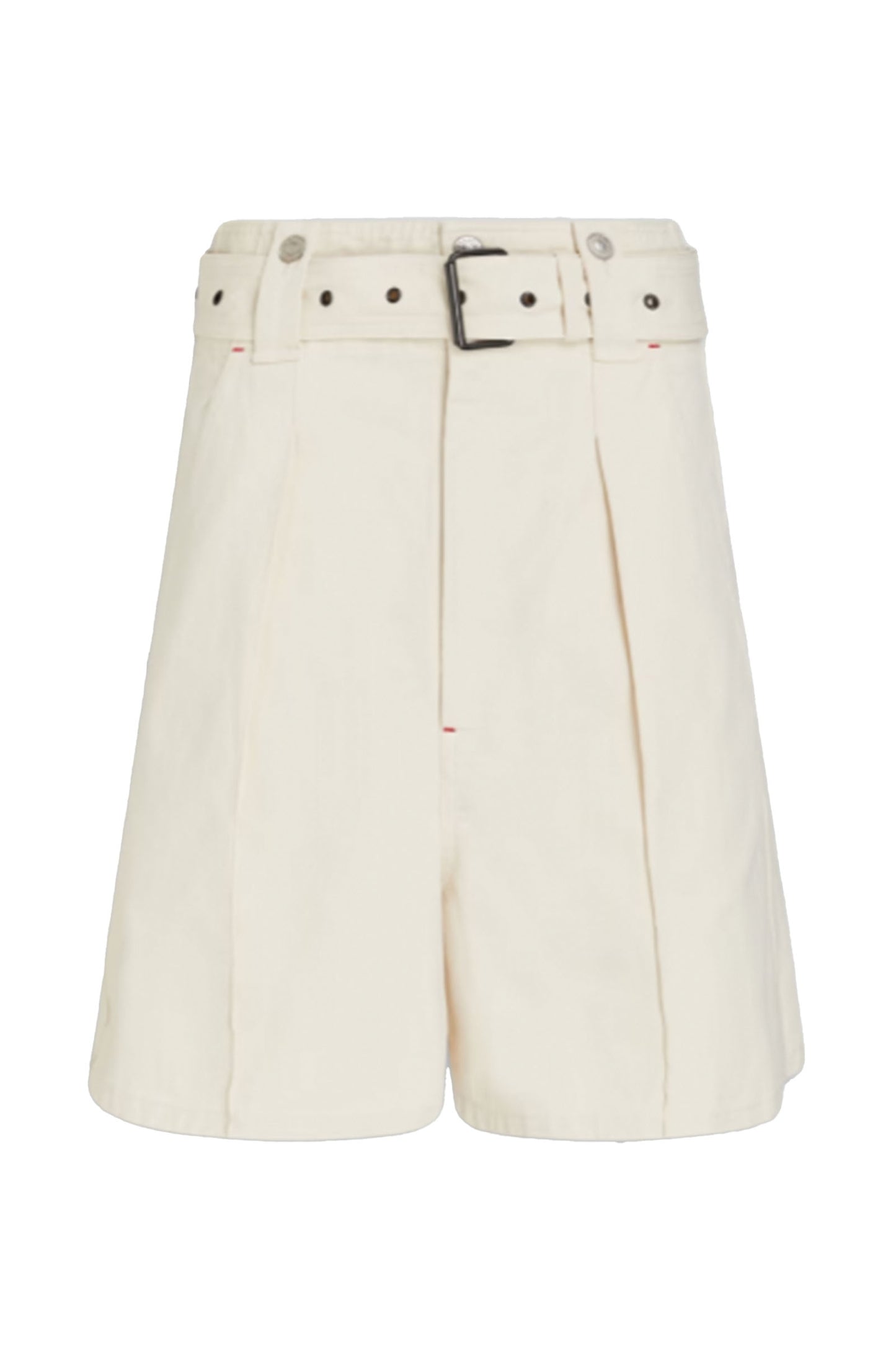 Delilaz Belted Pleated Cotton-twill Shorts
