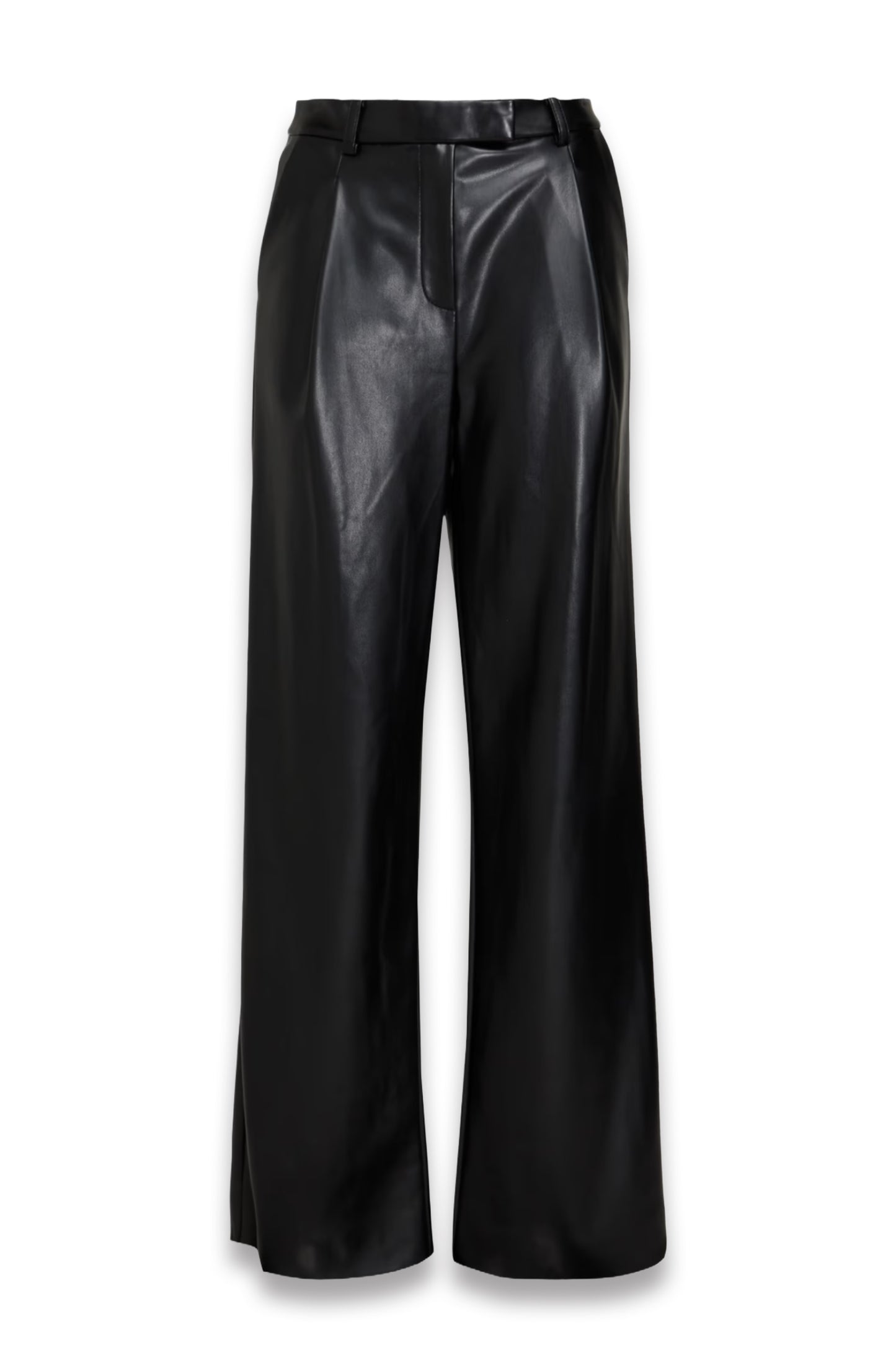 Novia Pleated Faux Leather Straight-Leg Pants