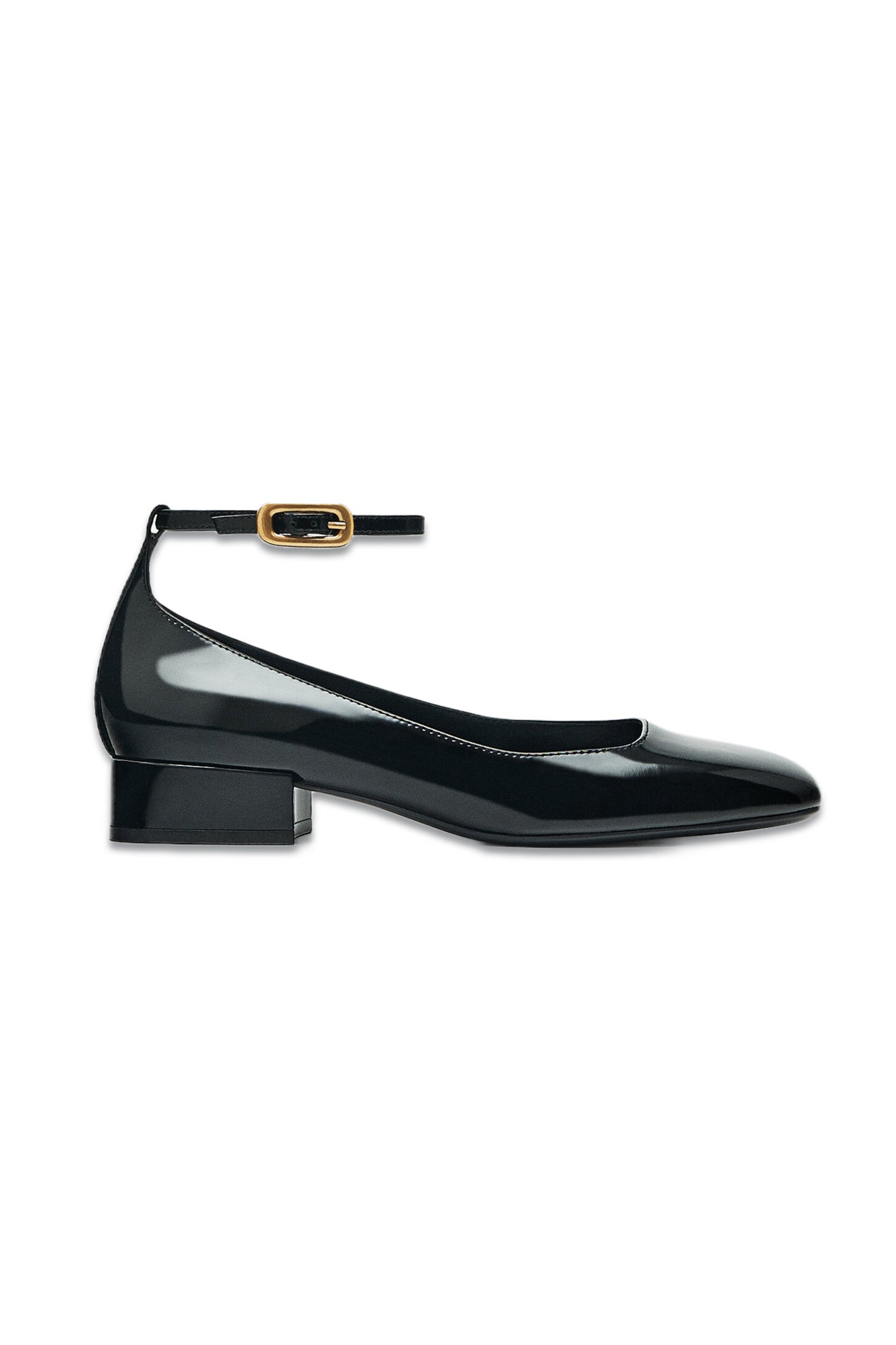 Patent Finish Ballerinas With Buckled Strap