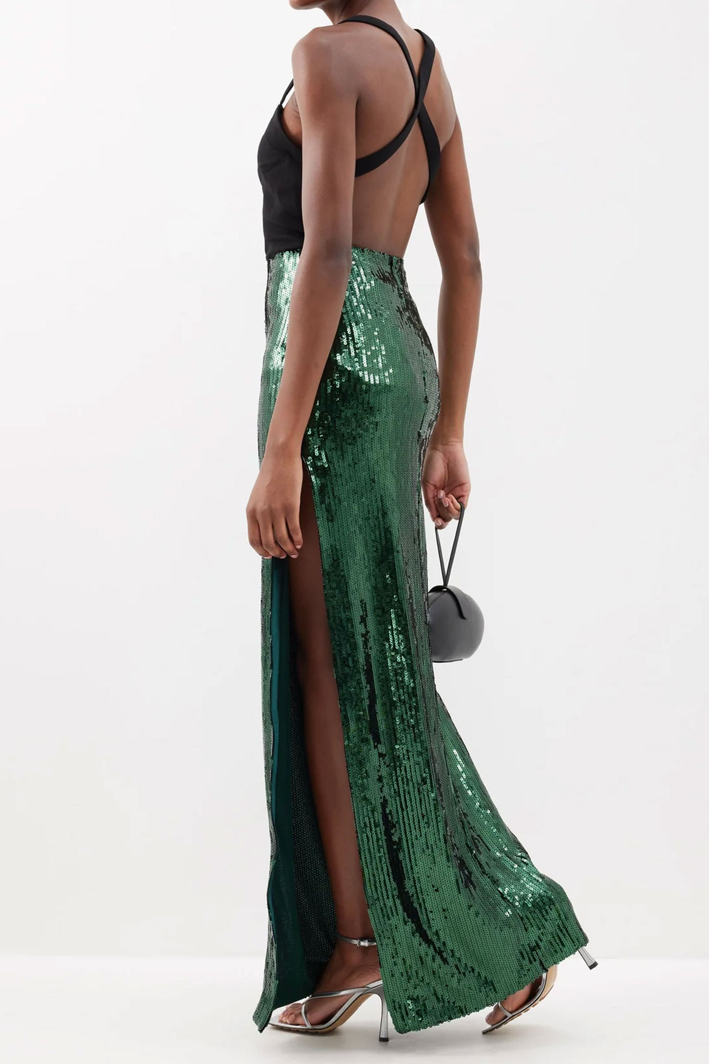 Beating Heart Side-slit Sequinned Maxi Skirt
