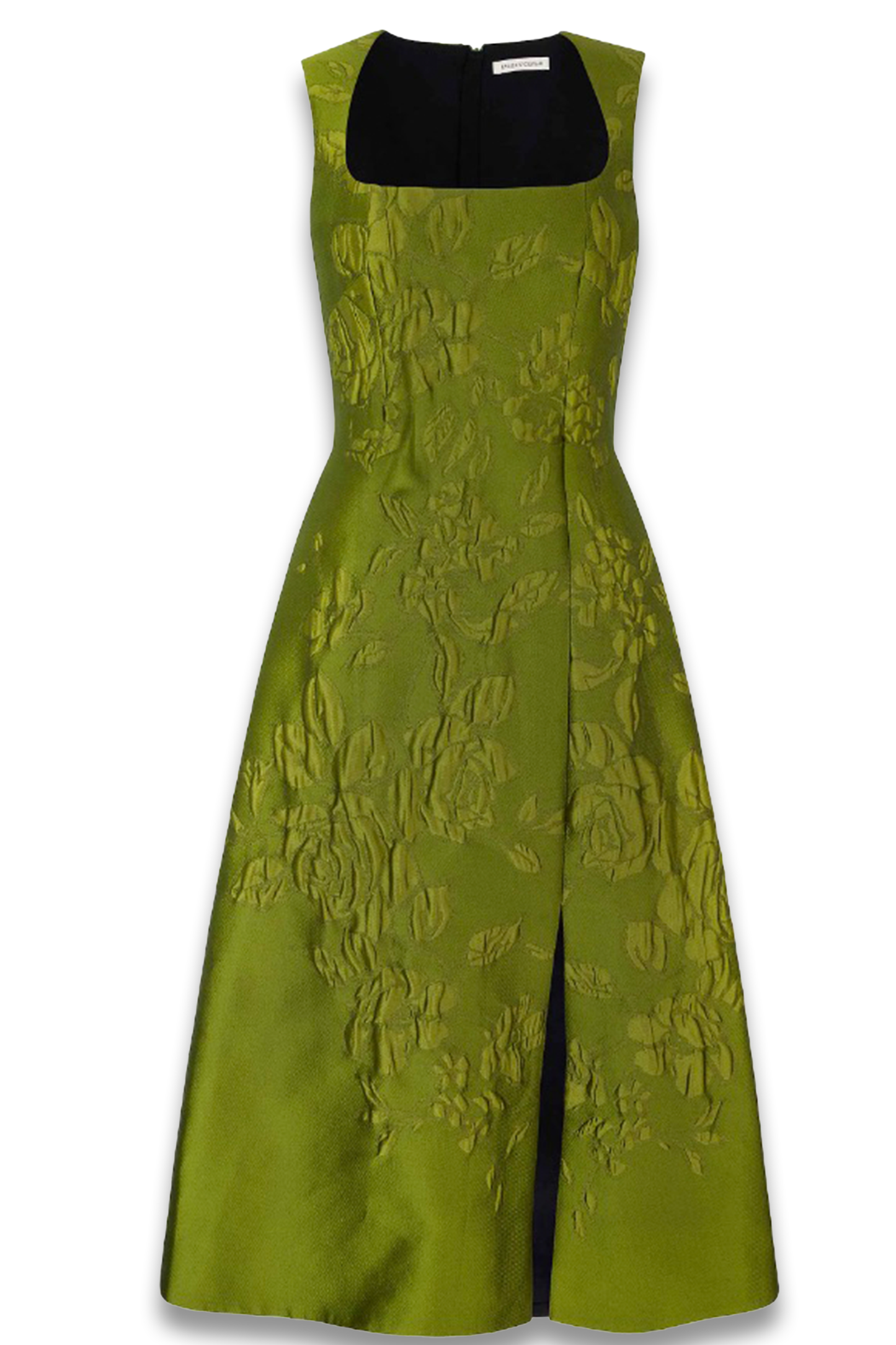 Pinah Dress In Green Graphic Rose Jacquard