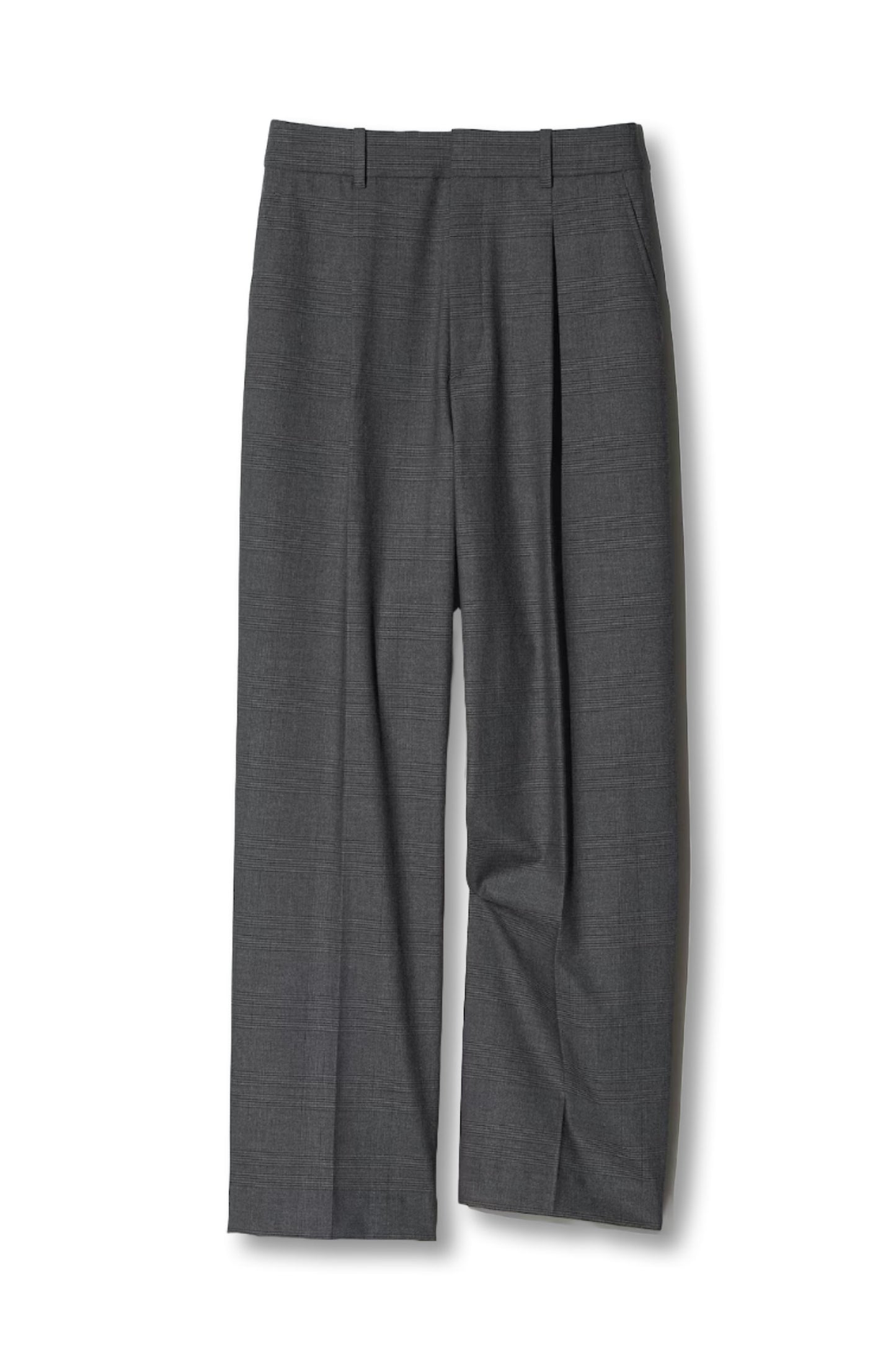 Pleated Wide Trousers (Check)