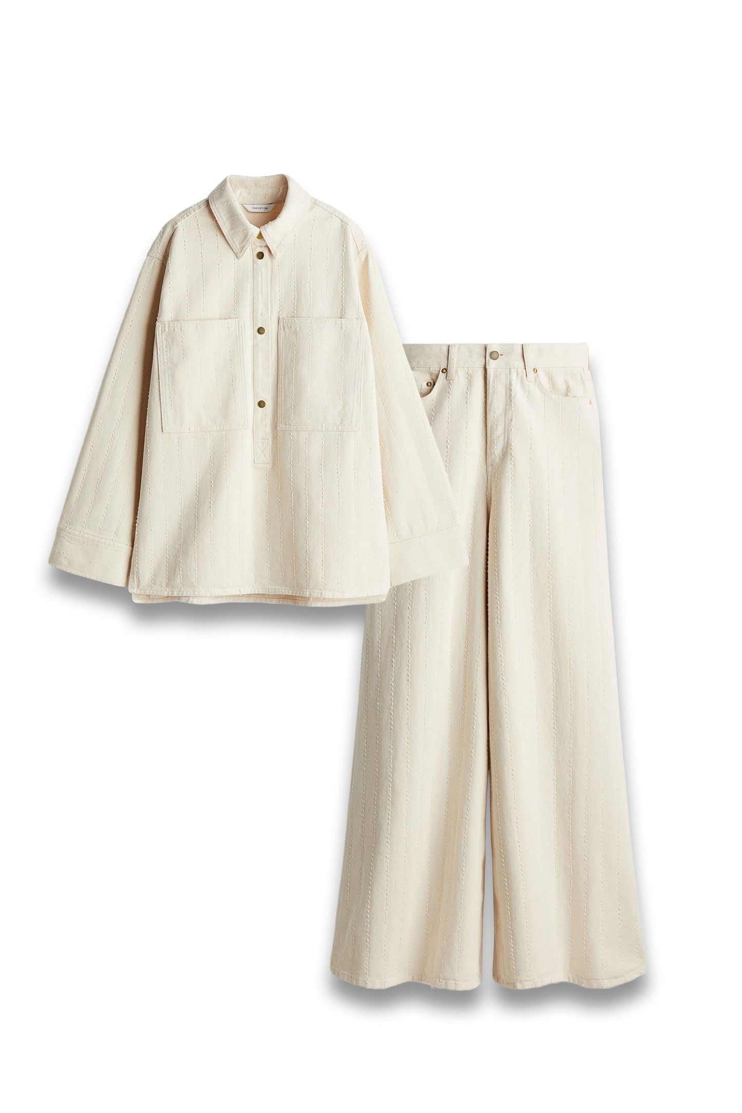 Wide Jeans and Popover Denim Shirt