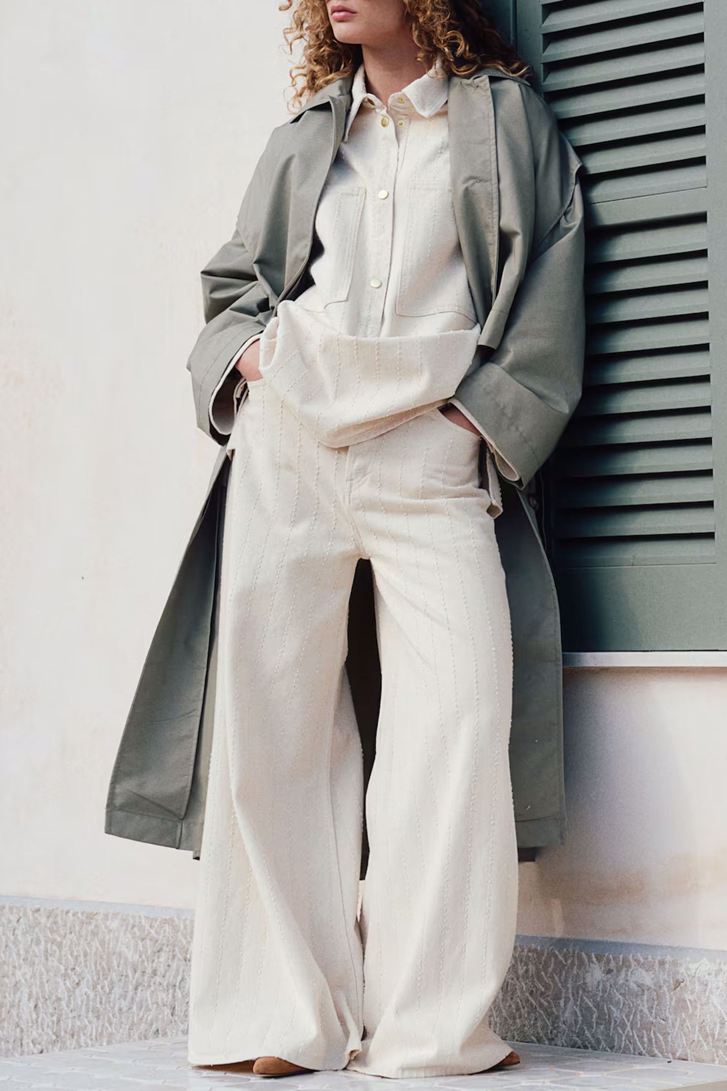 Wide Jeans and Popover Denim Shirt