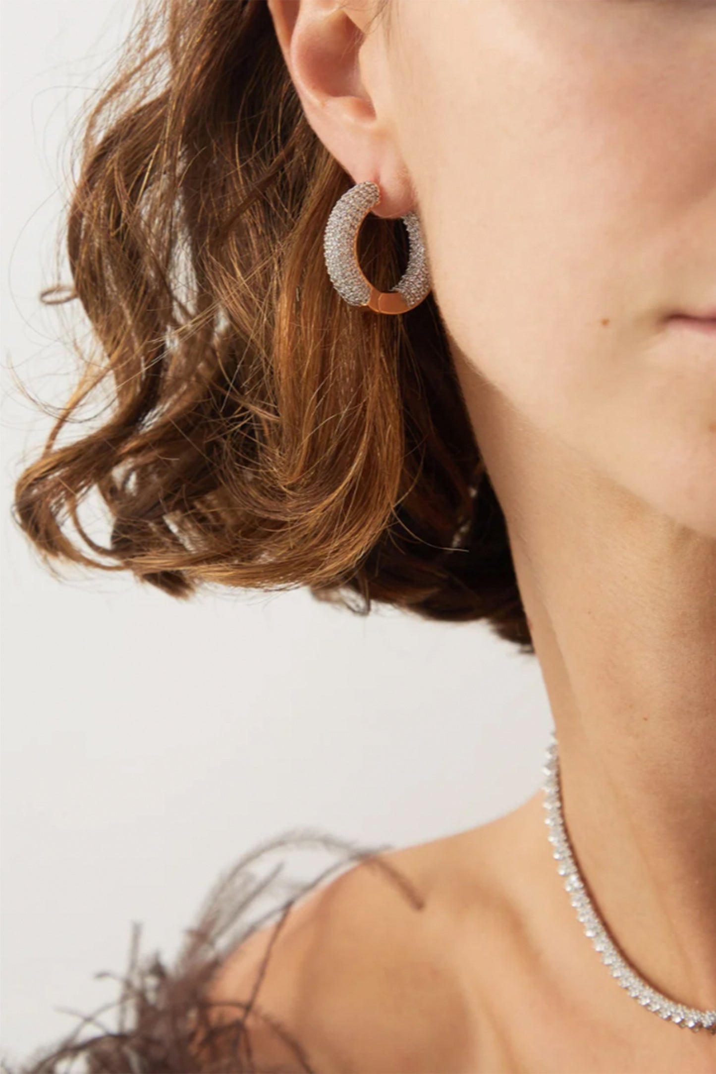 Doughnut Zircon & 14kt Gold-plated Hoop Earrings