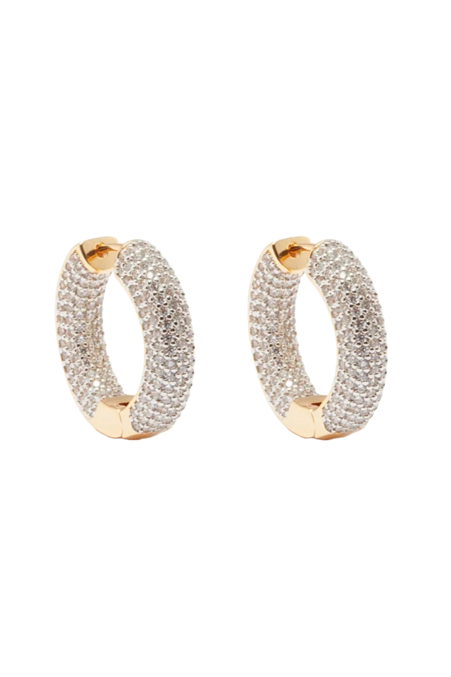 Doughnut Zircon & 14kt Gold-plated Hoop Earrings