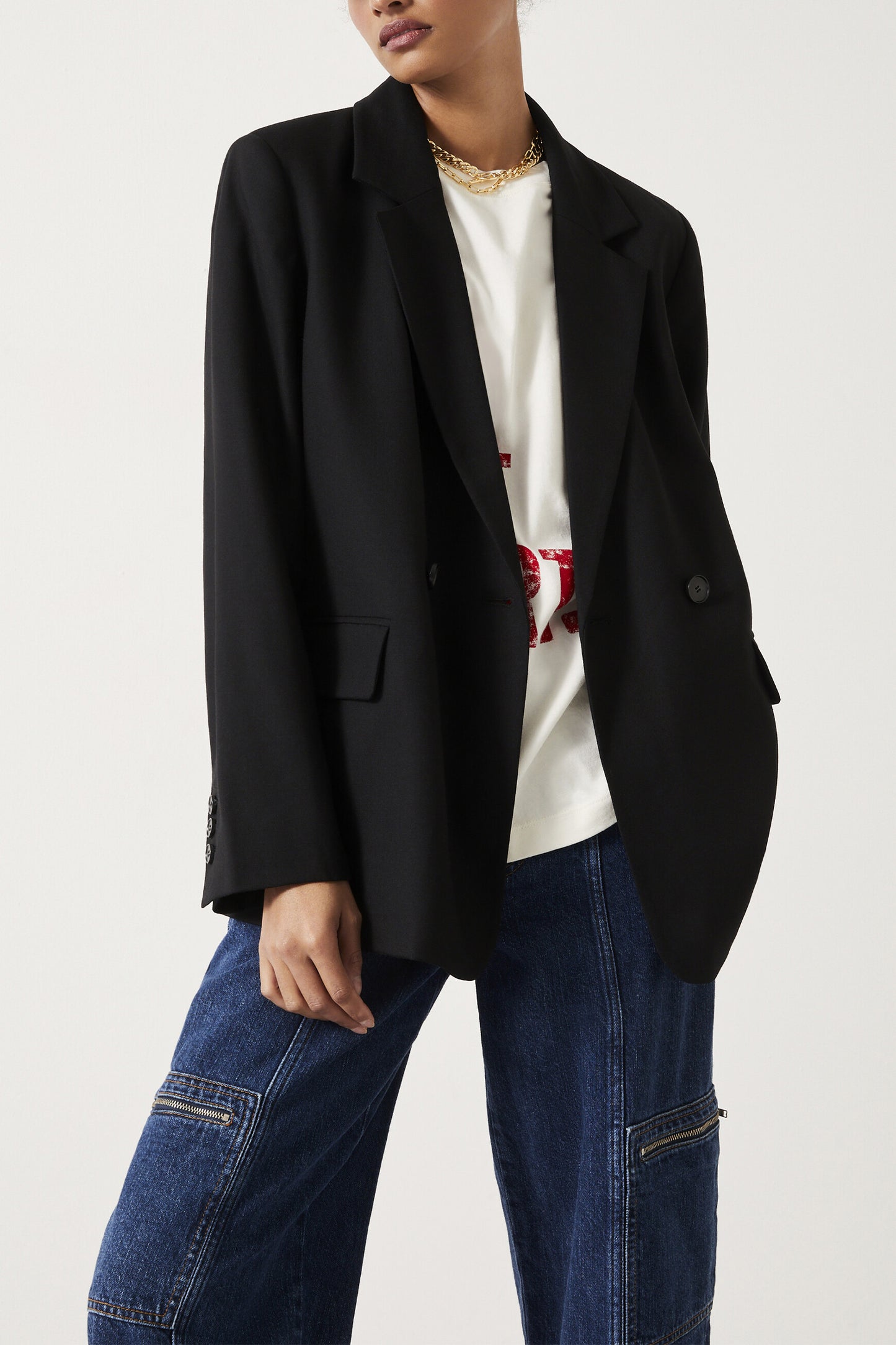 Double Breasted Wool Blend Blazer