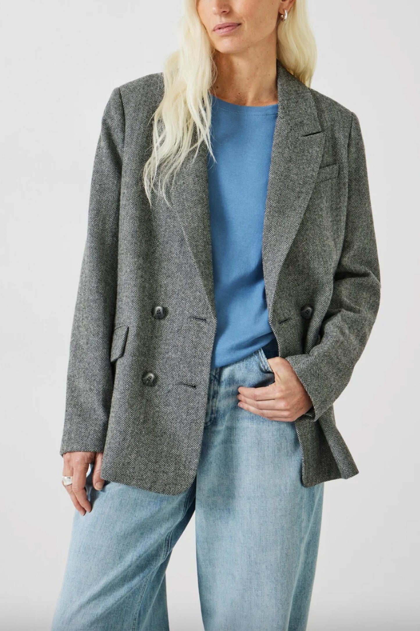 Maeve Wool Blend Herringbone Blazer