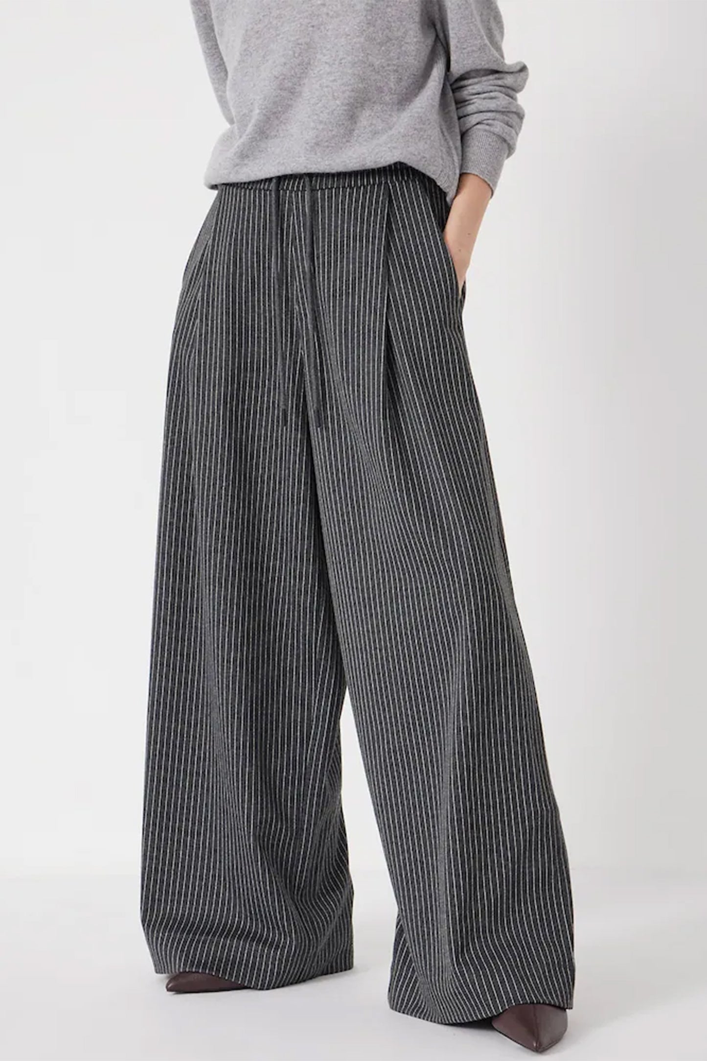Pinstripe Wide Leg Jogger