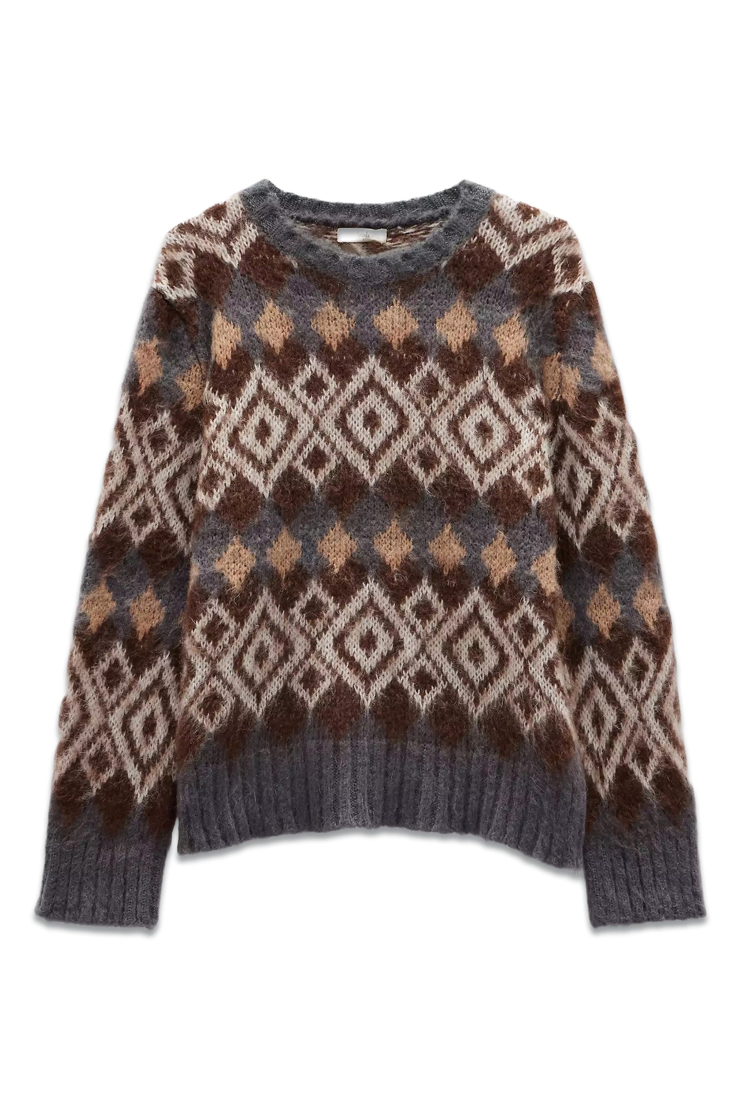 Tessa Fairisle Mohair Blend Jumper, Grey/Multi