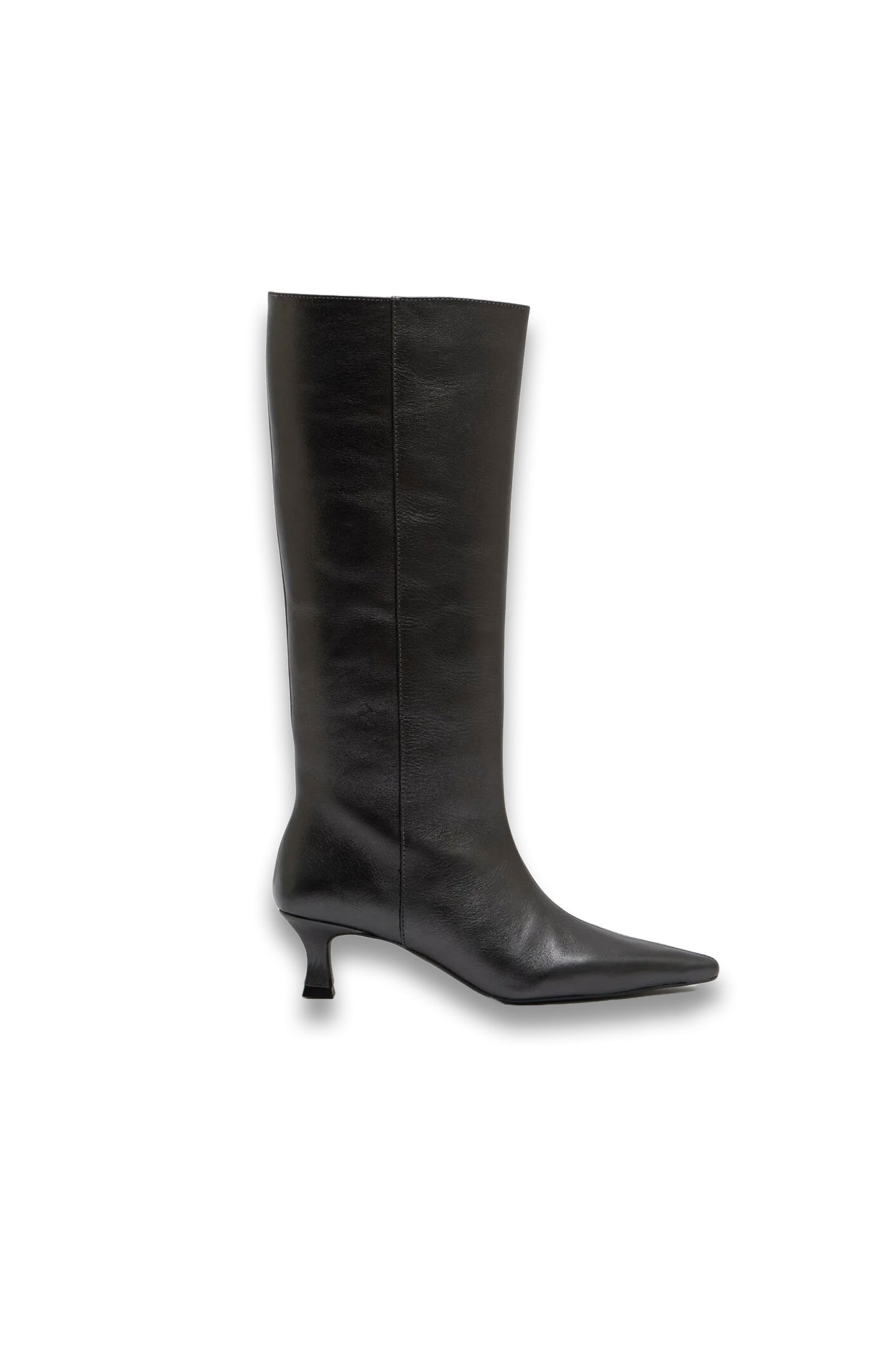 Katlynn Leather Kitten Heel Knee Boots