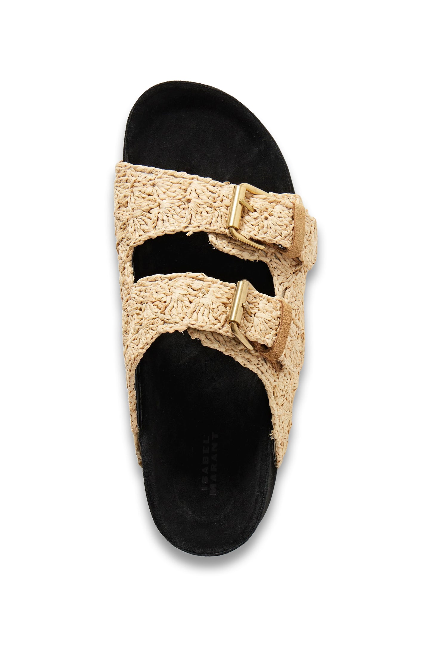 ISABEL MARANT Lennyo Buckled Suede-trimmed Raffia Slides