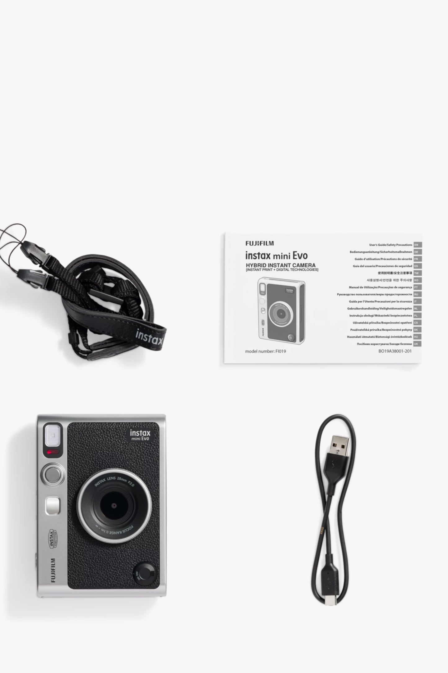 Instax Mini Evo Instant Camera with Built-In Flash, Black