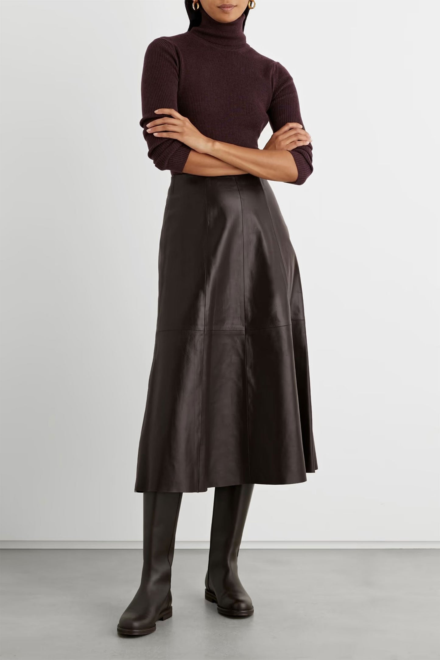Jacqueline Leather Midi Skirt
