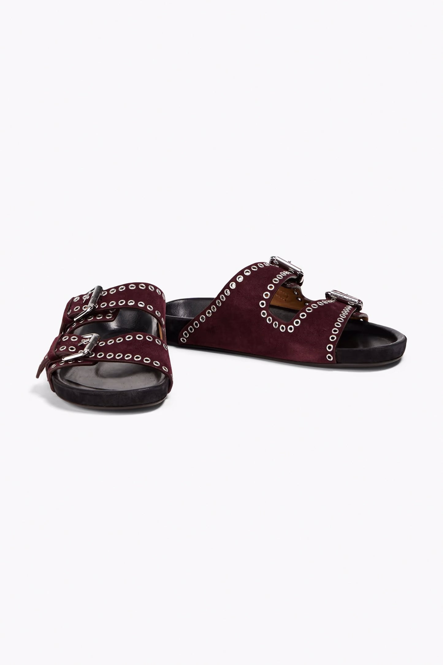 Lennyo Eyelet-embellished Suede Slides