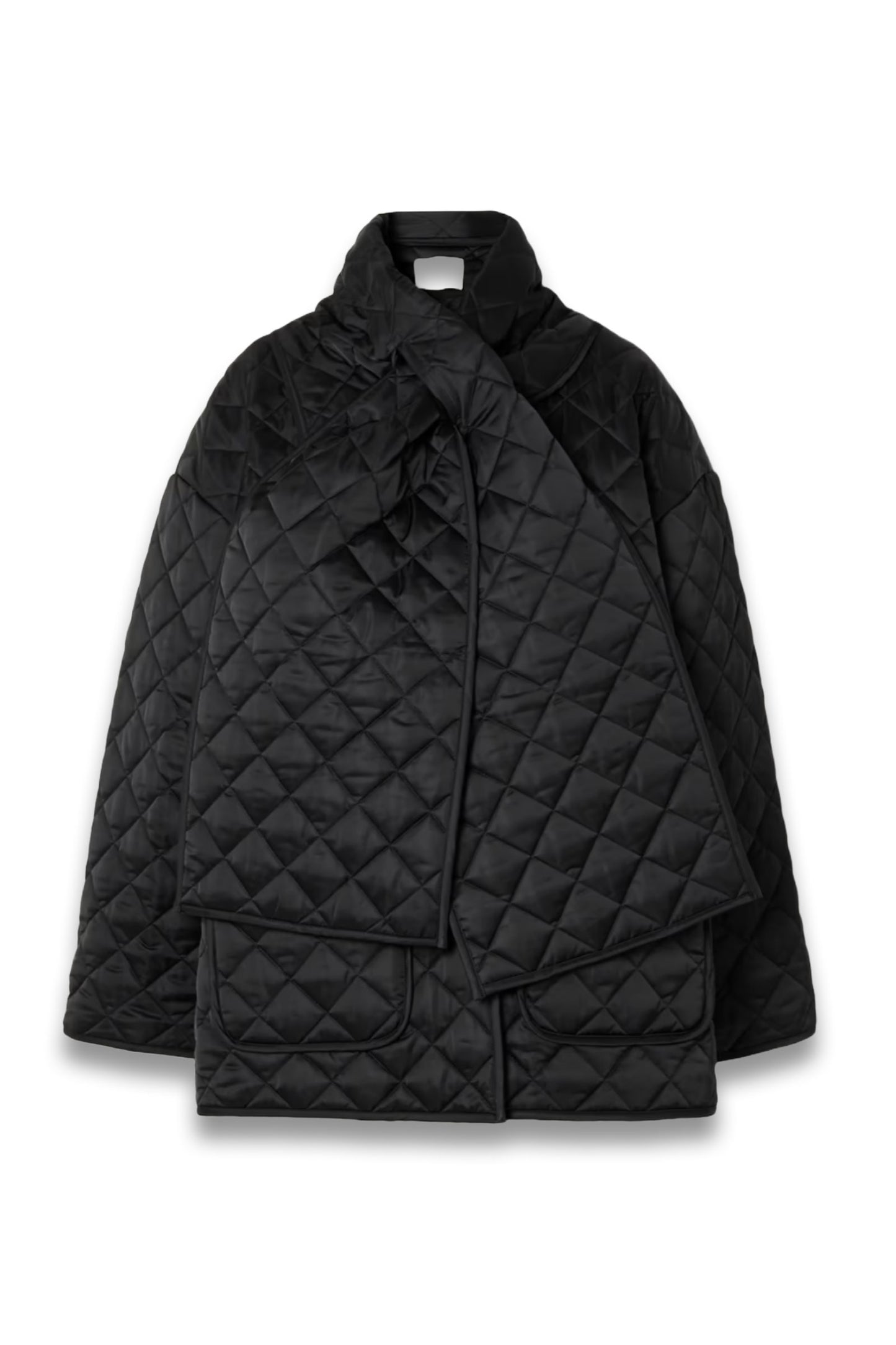 Scarf-detailed Quilted Recycled-shell Jacket
