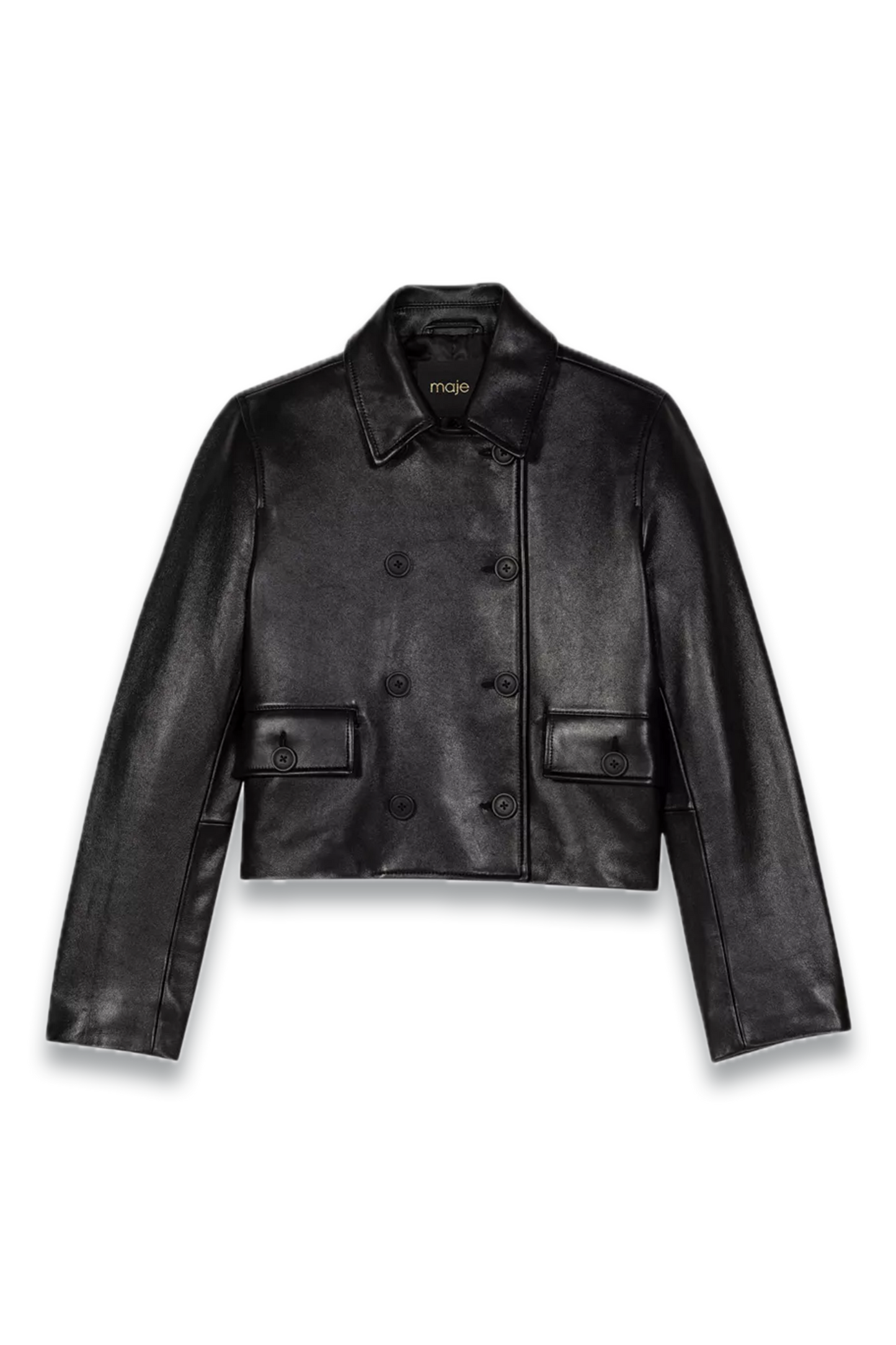 Double-Breasted Side-Pocket Leather Jacket