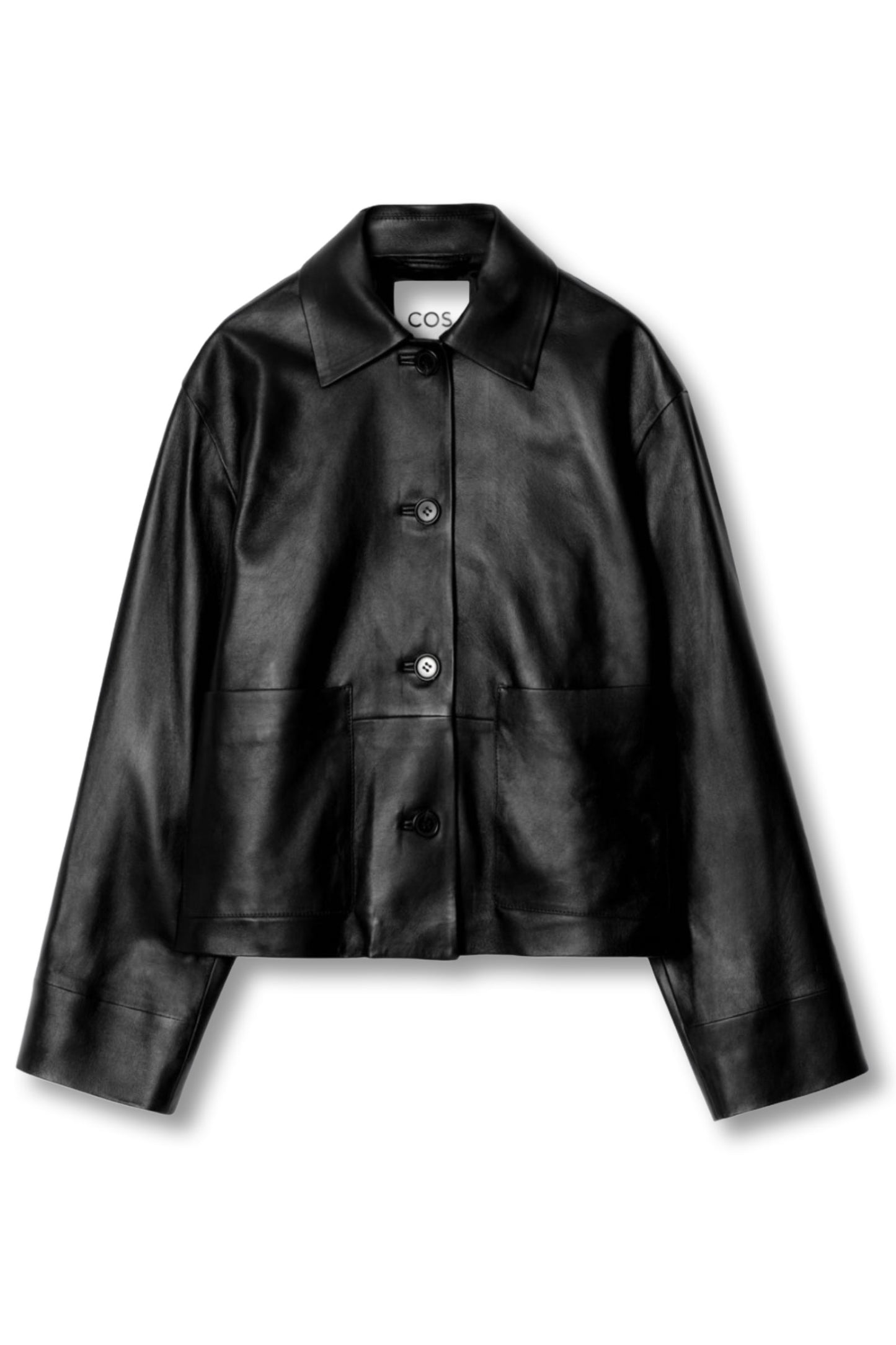 Boxy Collared Leather Jacket