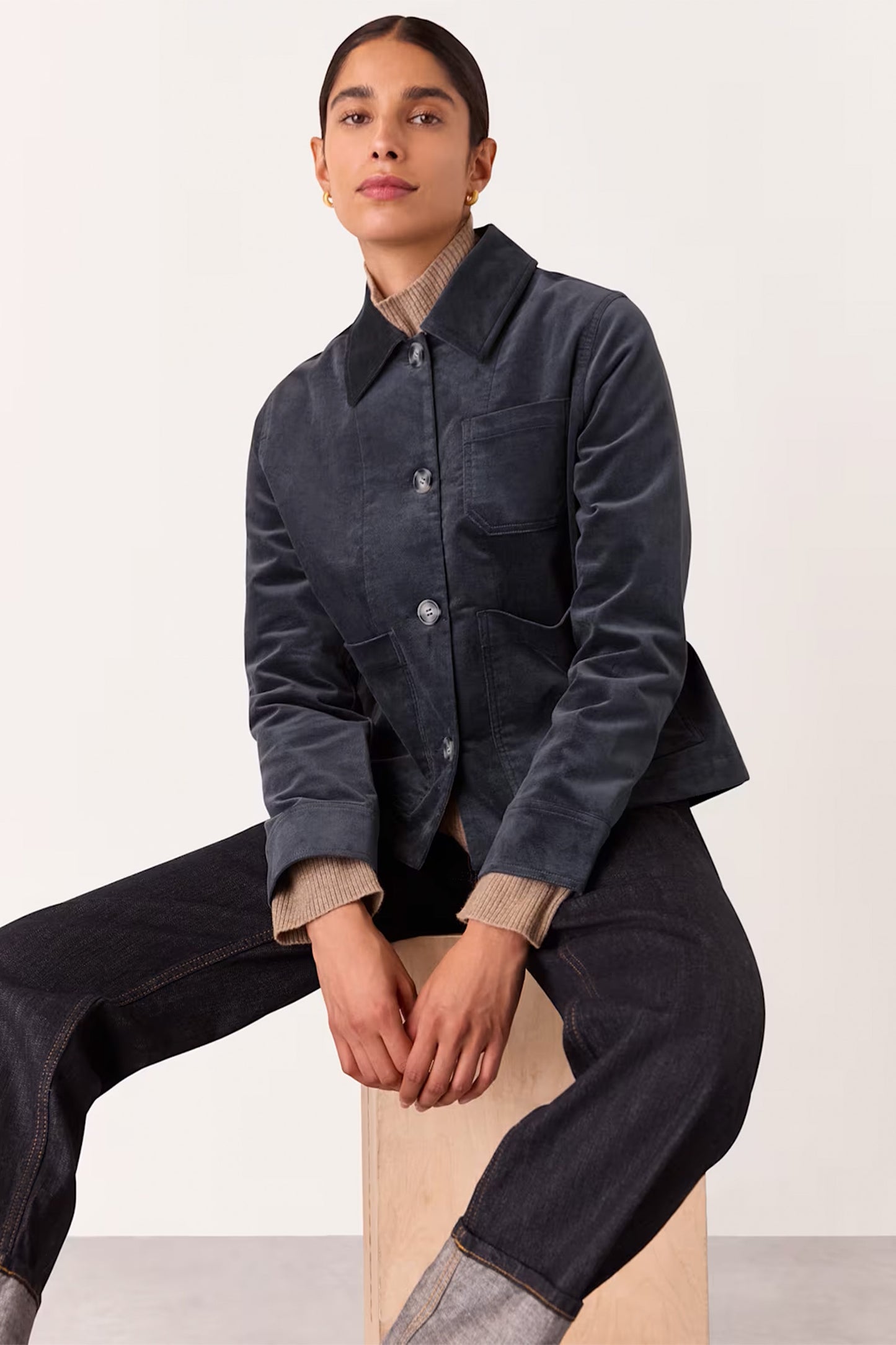 Dark Grey Nat Brushed Cotton Jacket