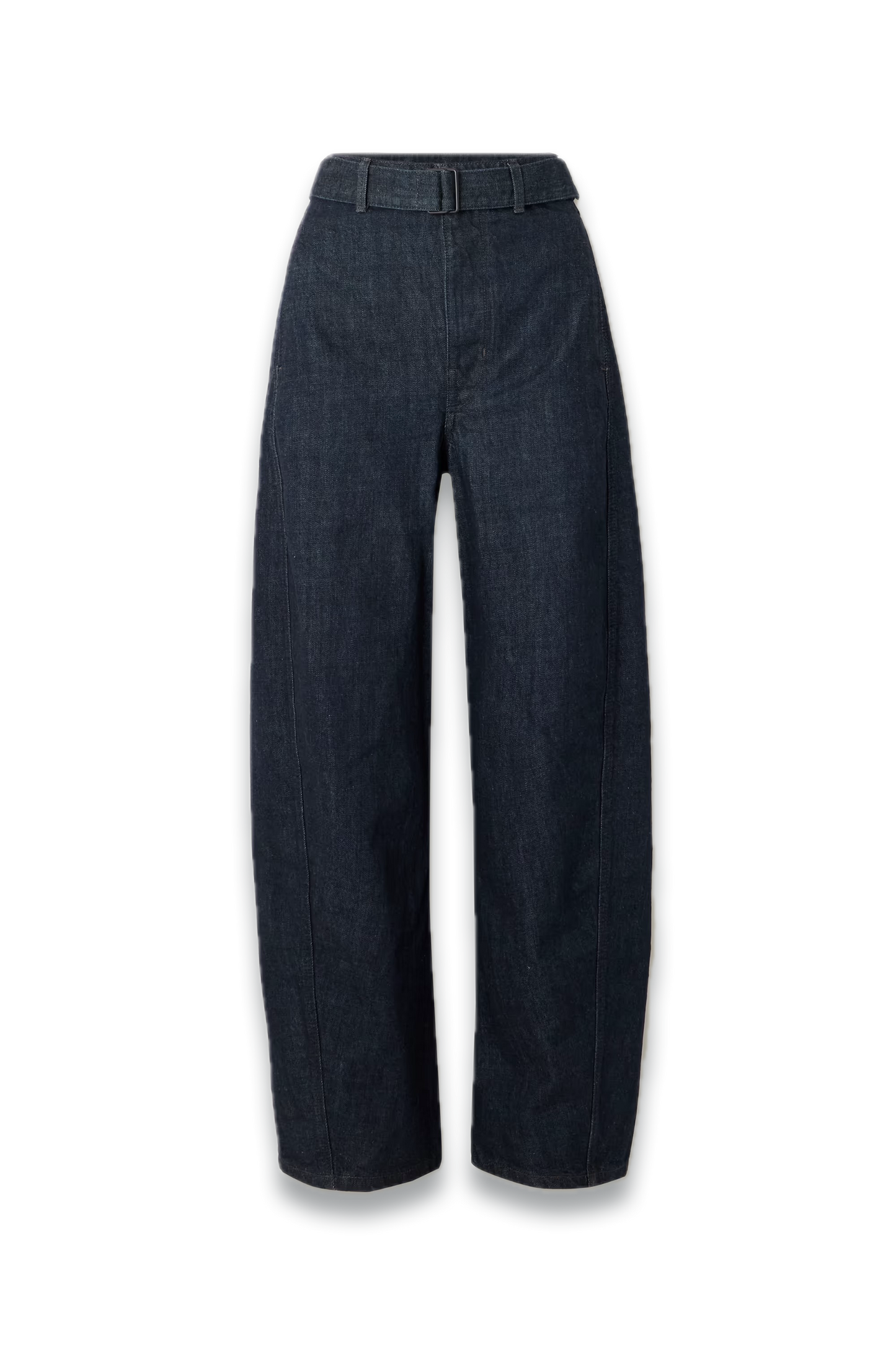 Twisted Belted Mid-Rise Barrel-Leg Jeans