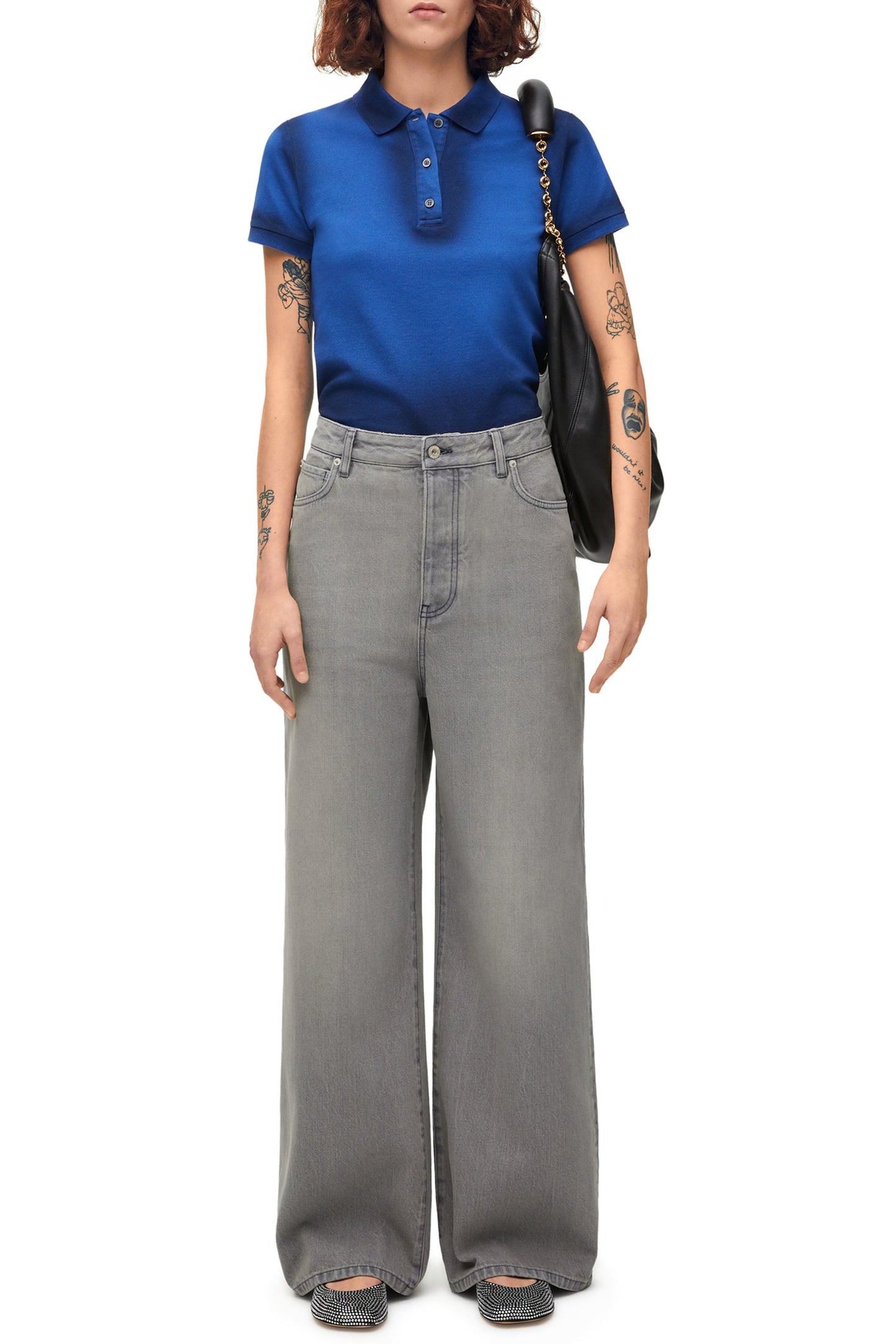 High Waisted Jeans In Cotton