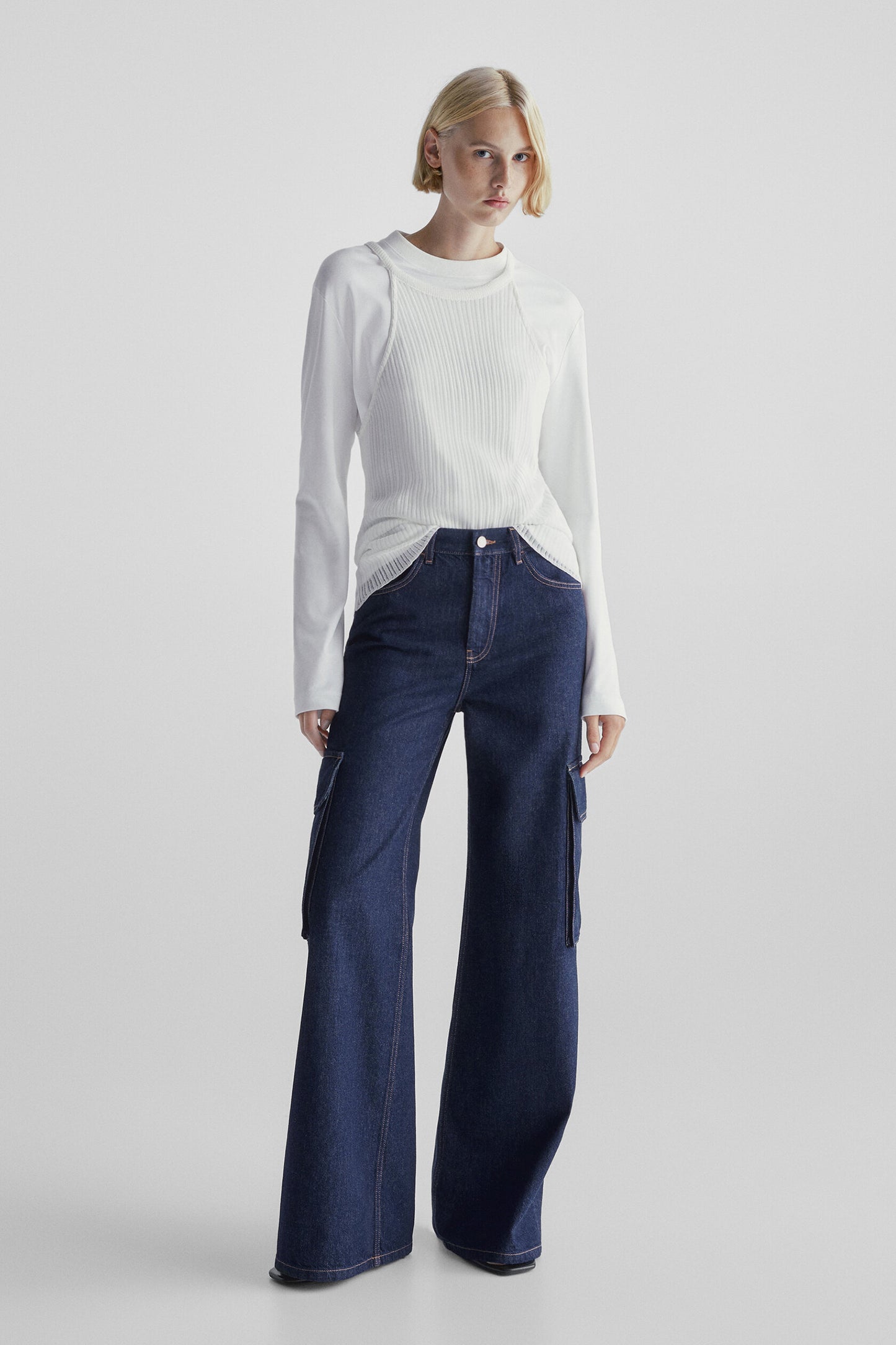 High-Waist Palazzo Cargo Jeans