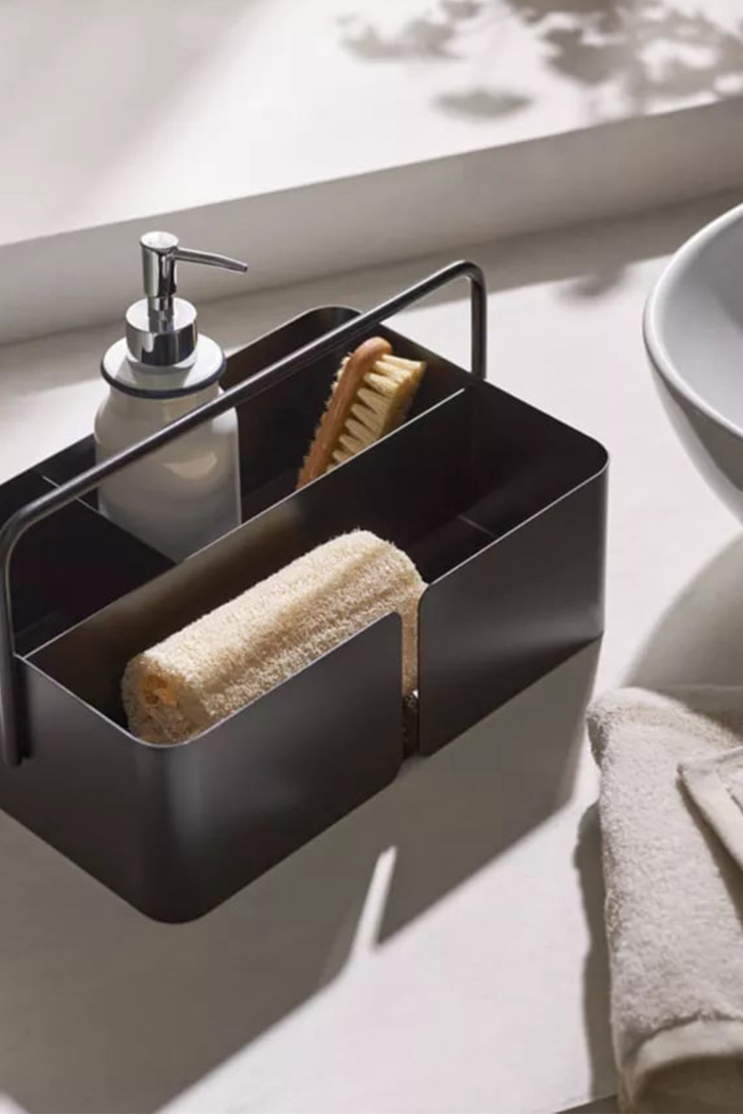 Large Metal Storage Caddy Holder, Black