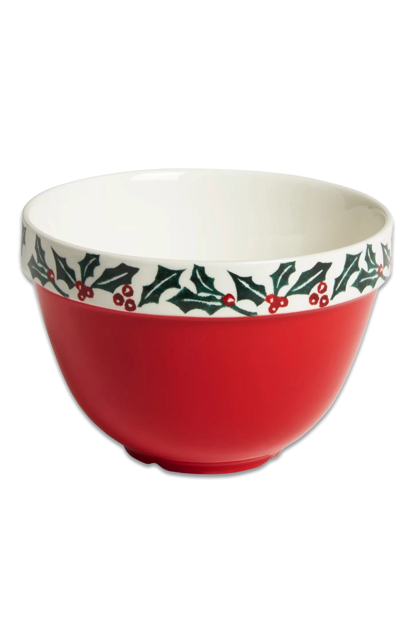 Christmas Holly Fine China Pudding Basin, Red