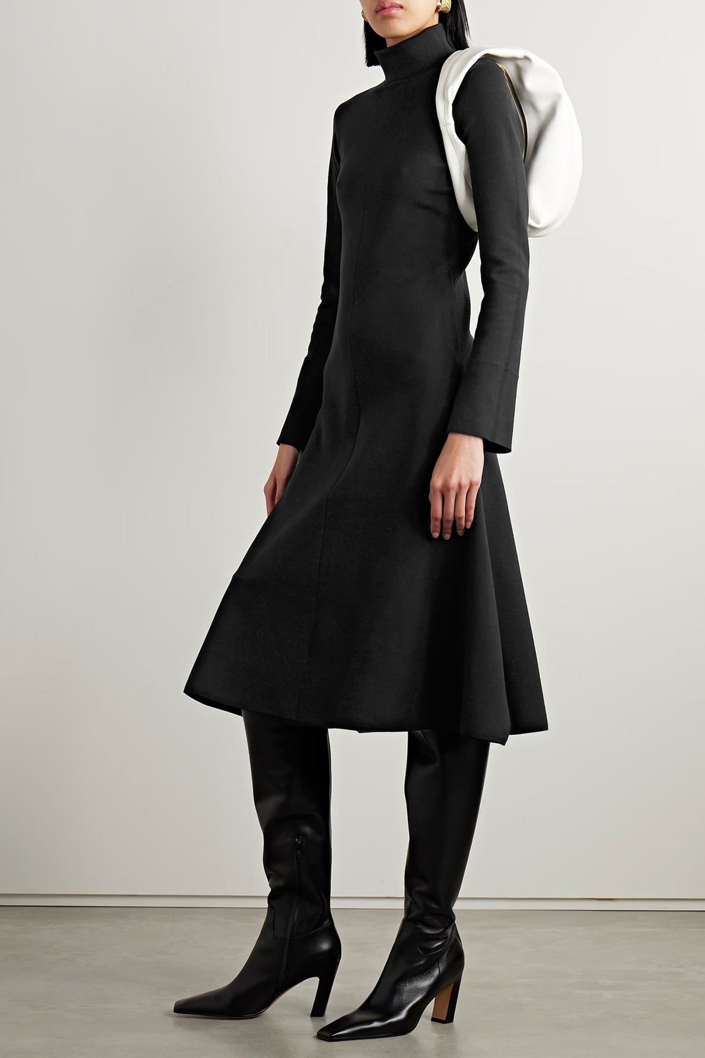 Silk-blend Turtleneck Midi Dress