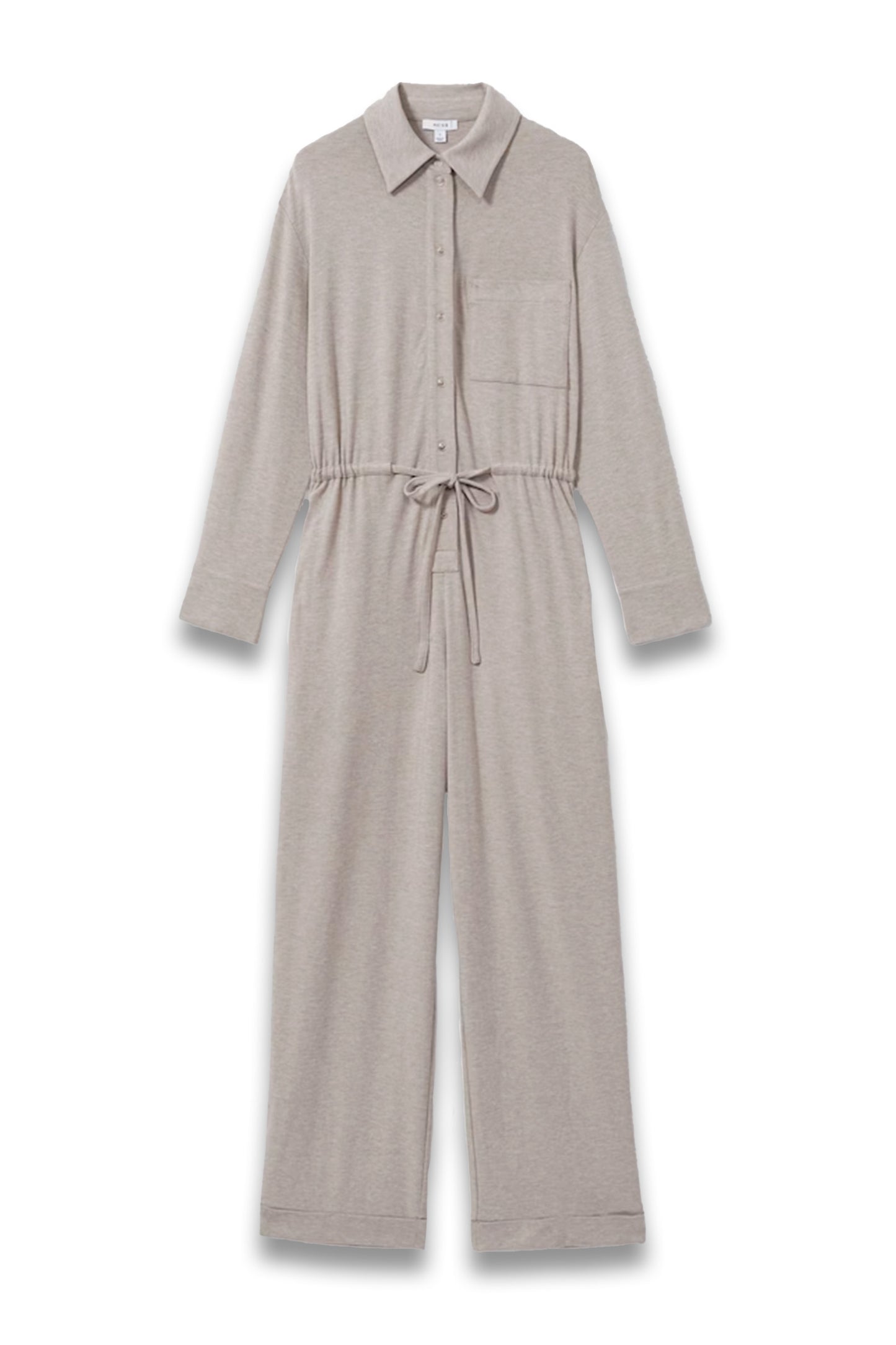 Thermal Jersey Drawstring Jumpsuit in Fawn