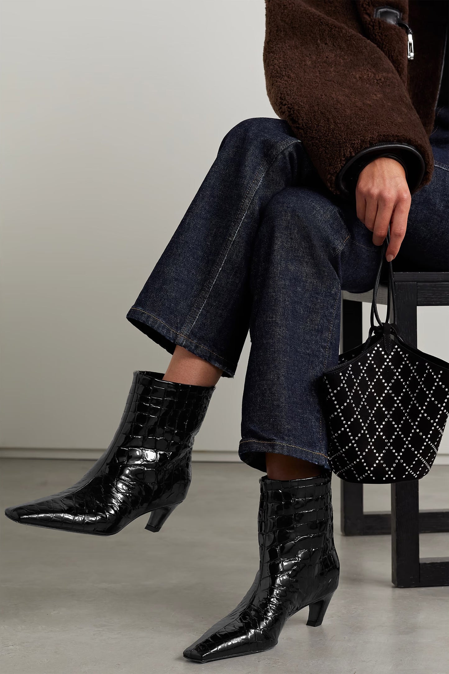 Arizona Croc-effect Leather Ankle Boots