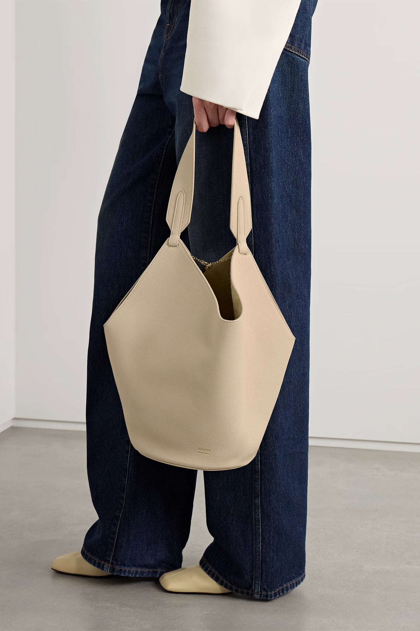 Lotus Small Textured-leather Tote