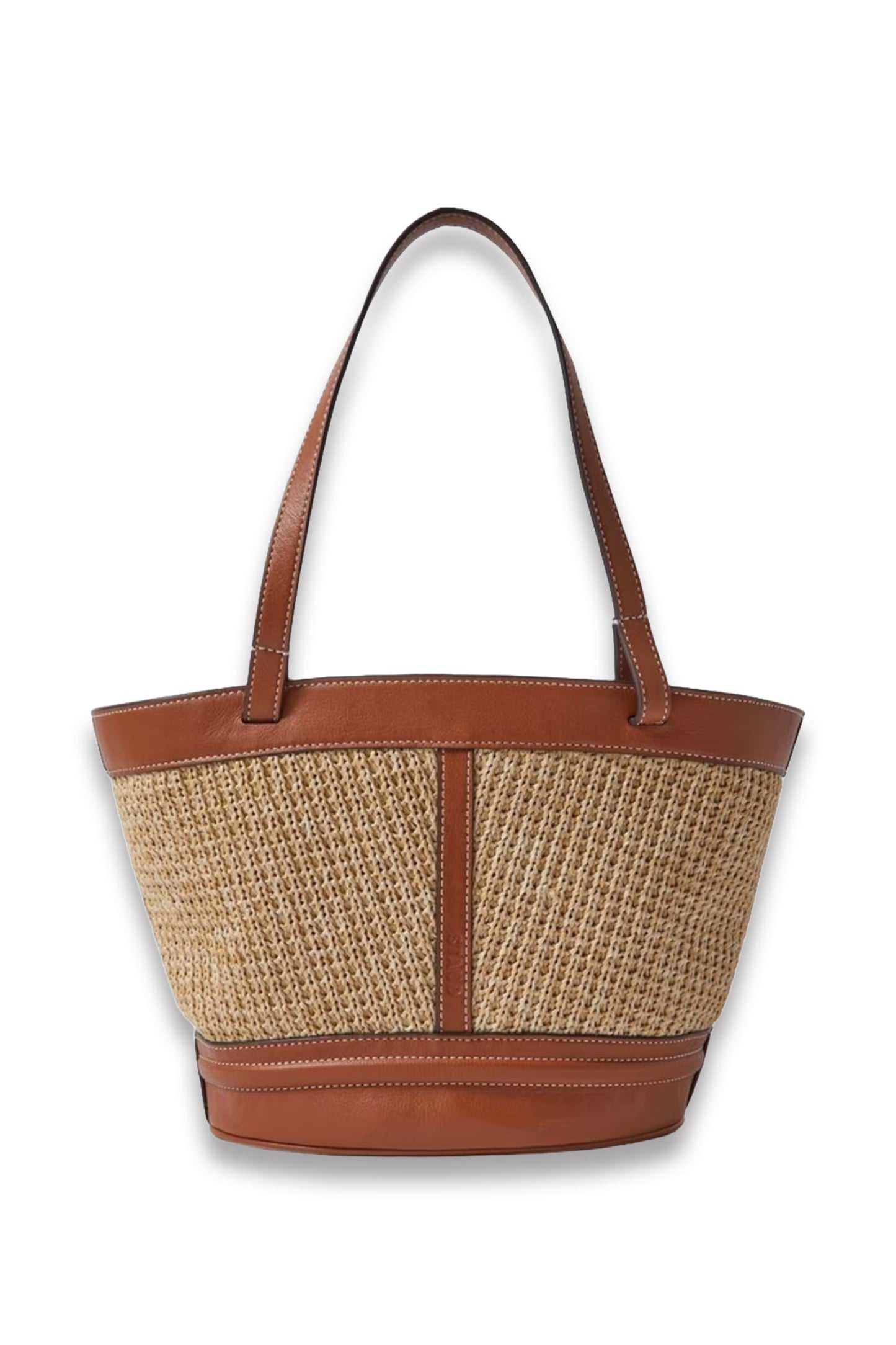 Henri Leather-Trimmed Raffia Tote