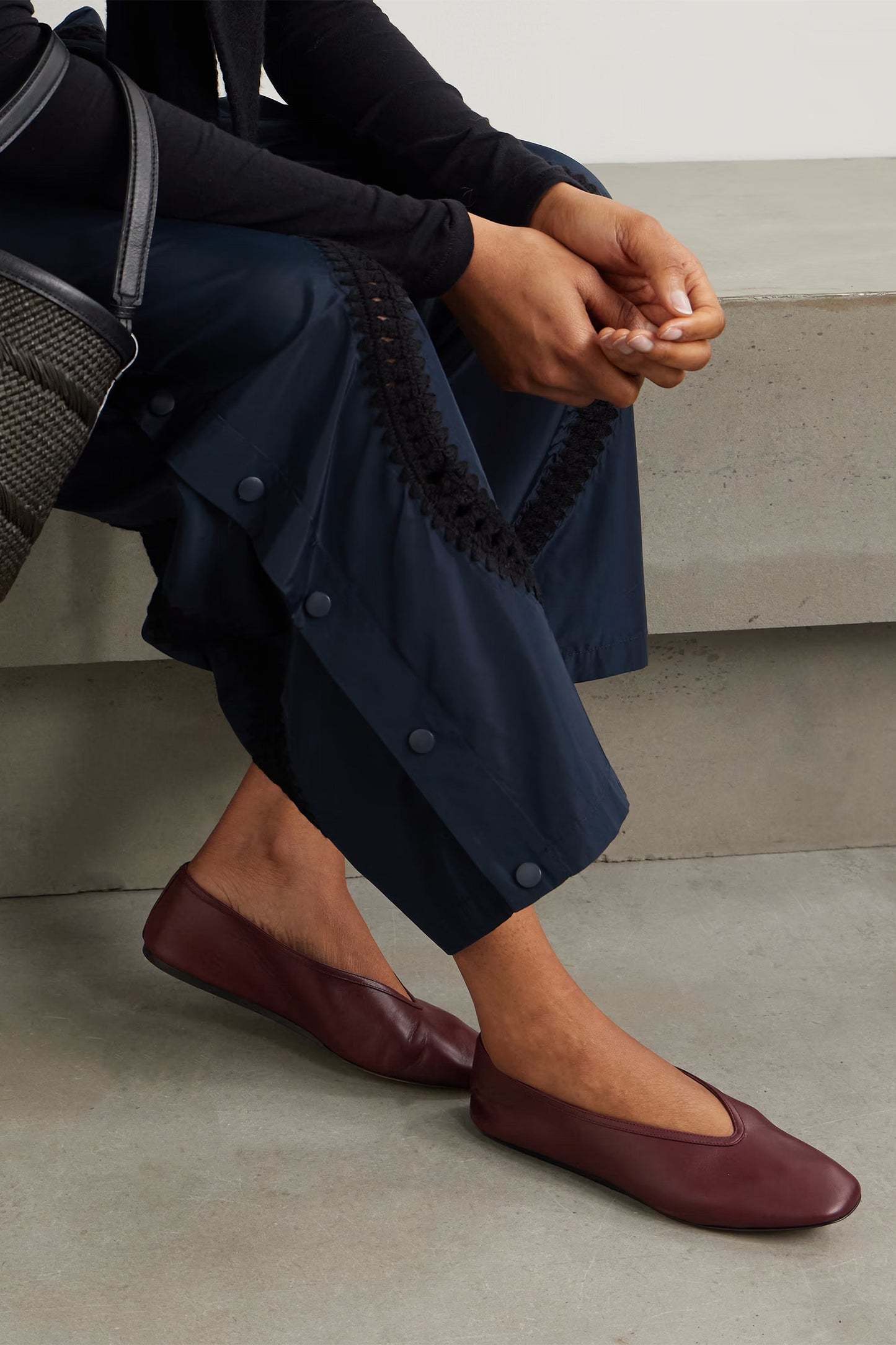 Burgundy Luna Leather Ballet Flats