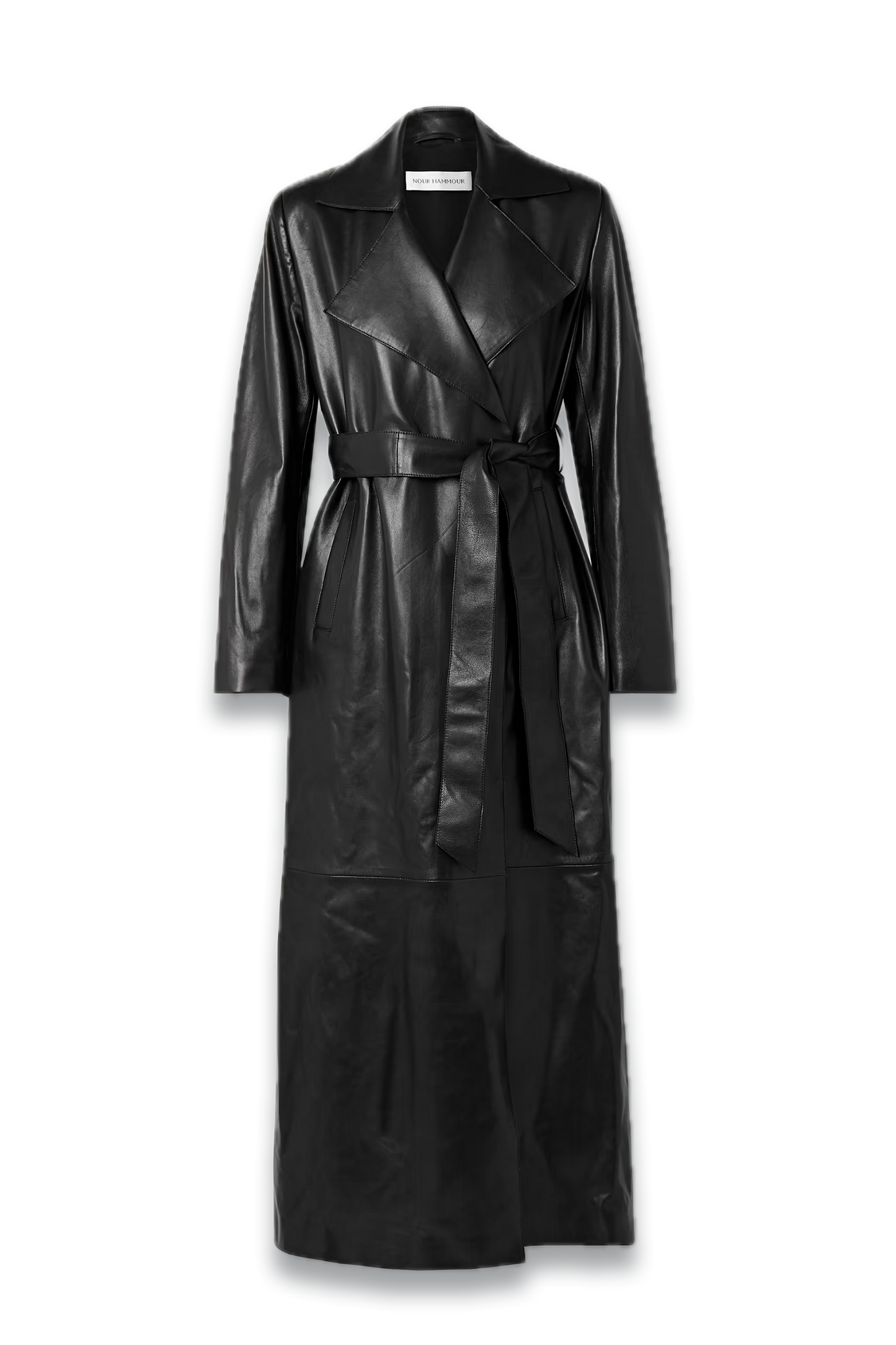 Kasha Belted Leather Trench Coat