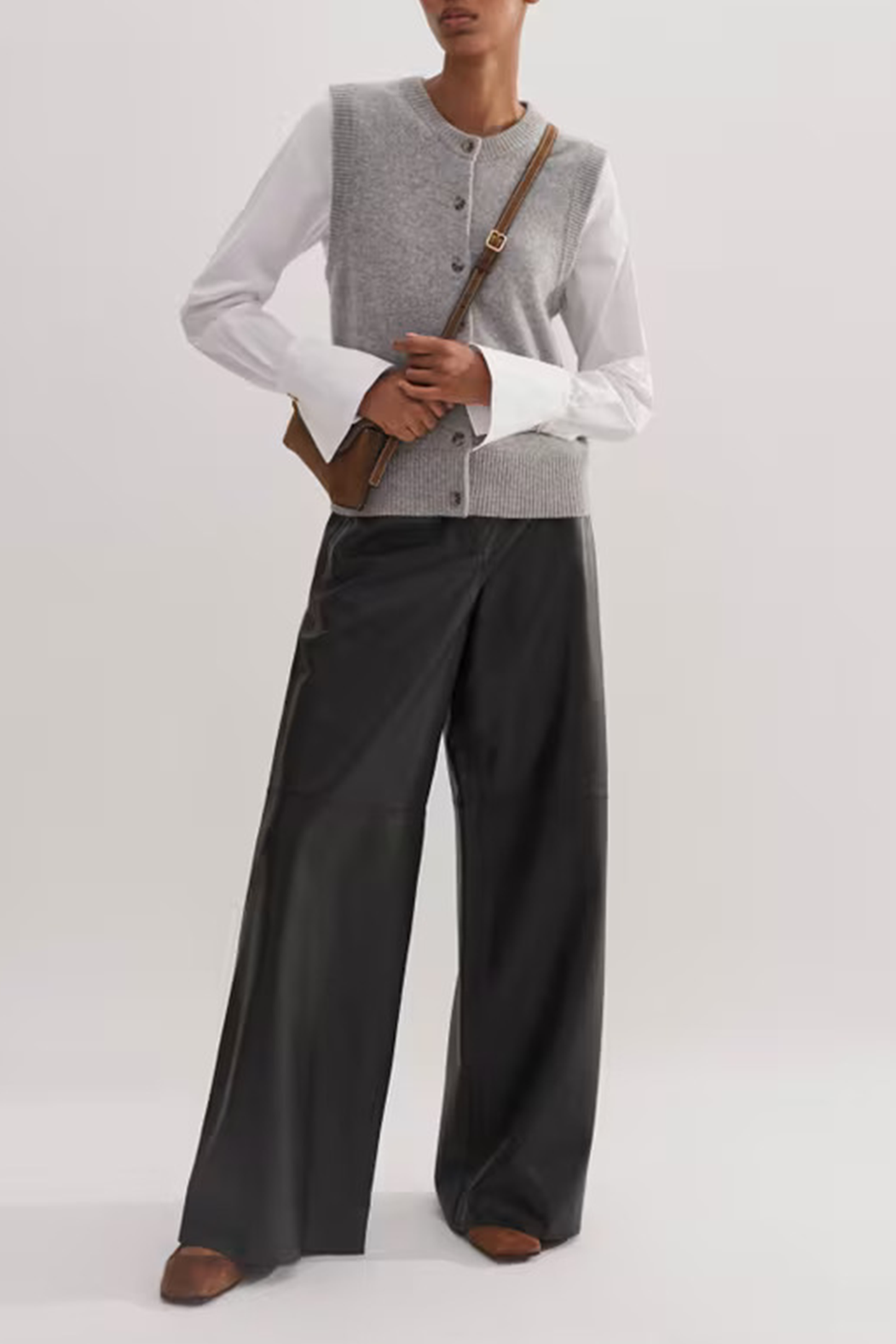 Ultra-Soft Leather Wide-Leg Trouser
