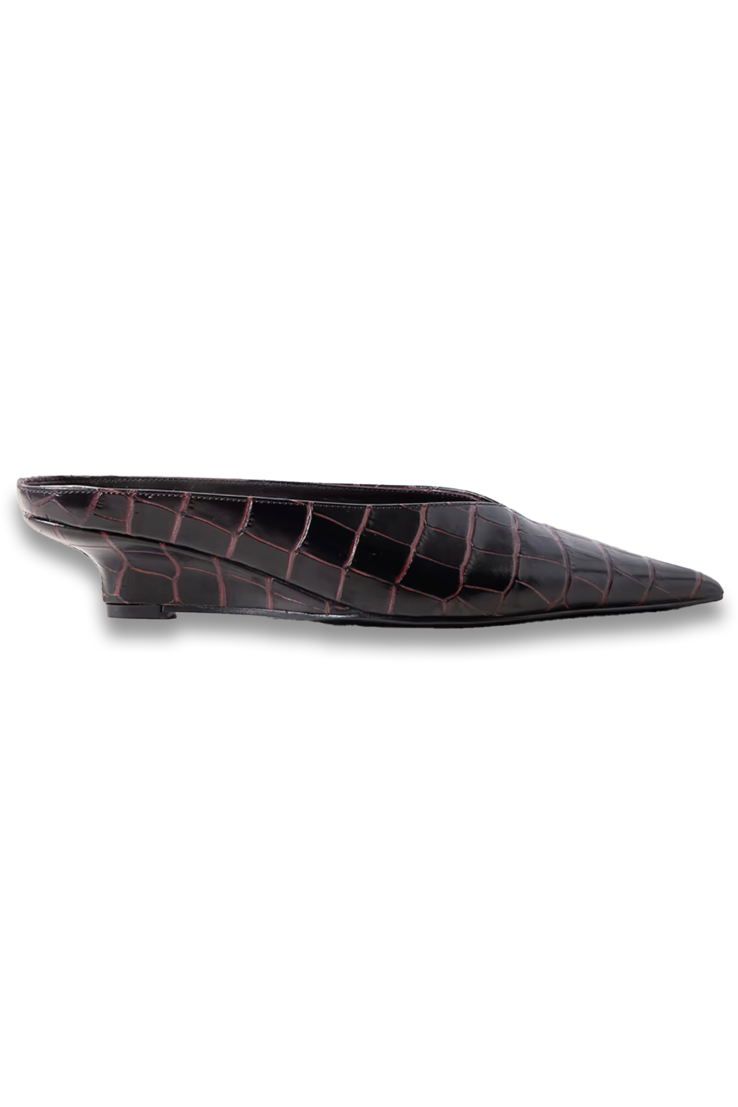 Sharp Croc-Effect Leather Mules