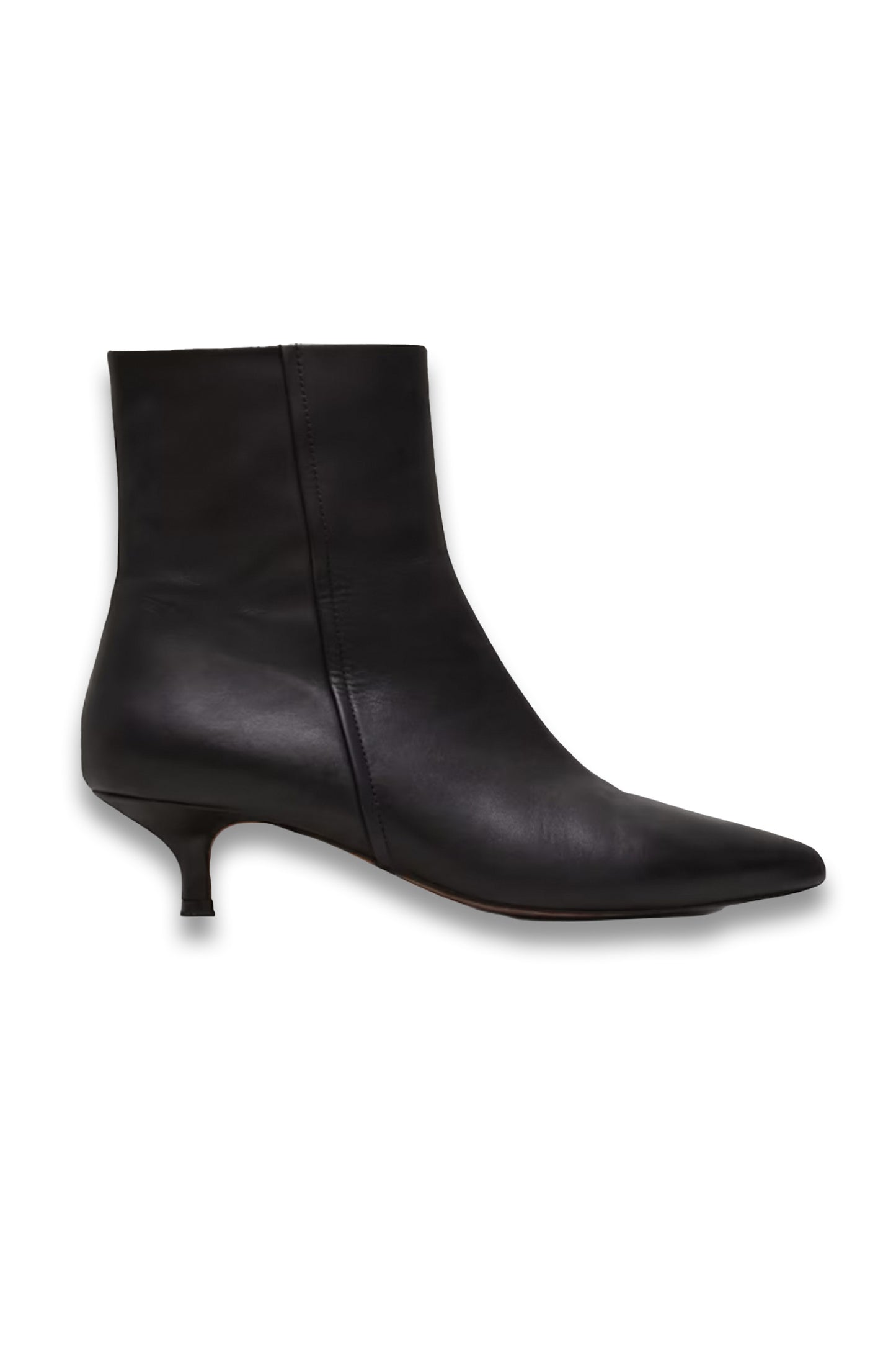 Black Leather Kitten Heel Boot