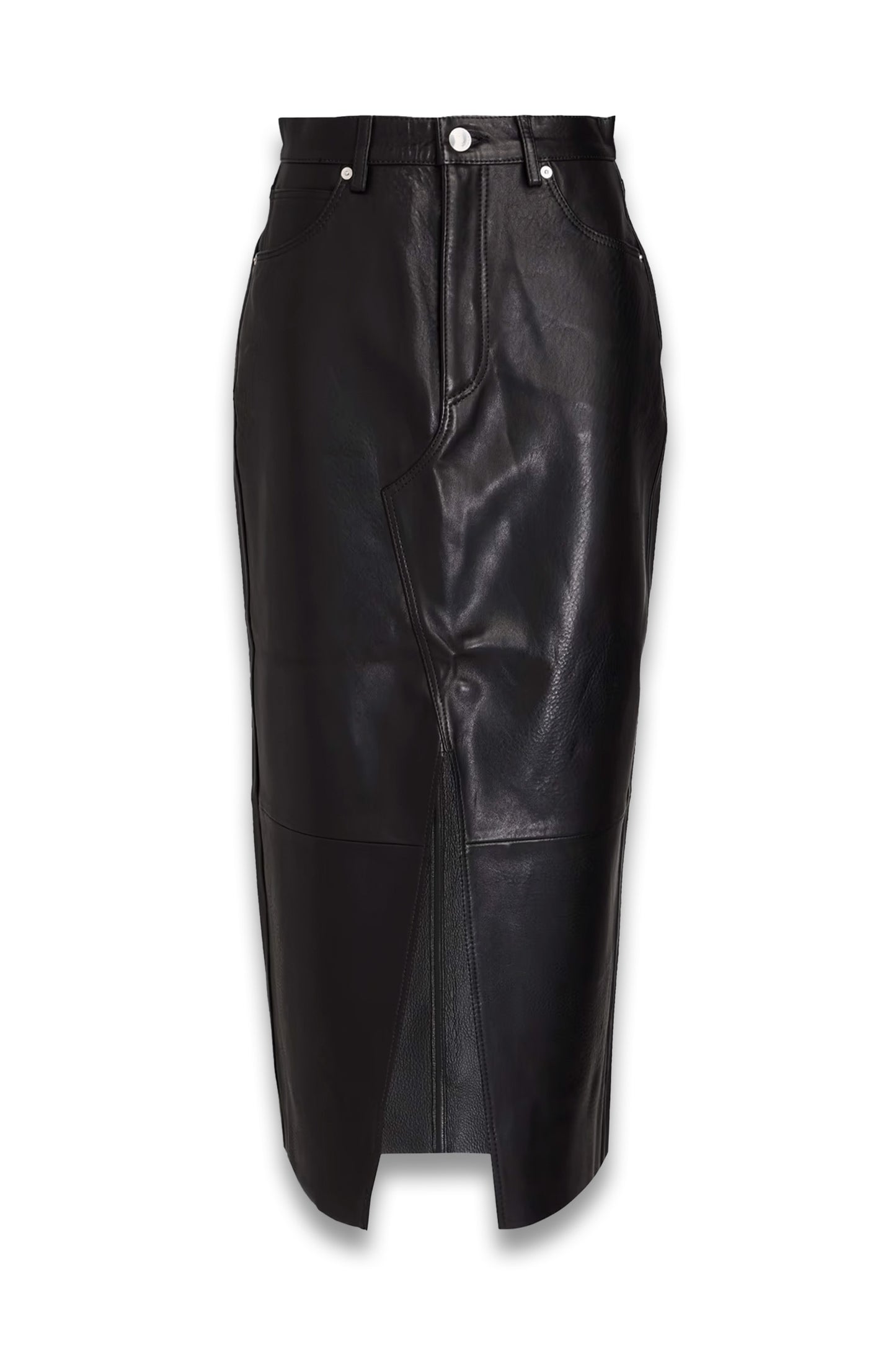 Leather midi pencil skirt
