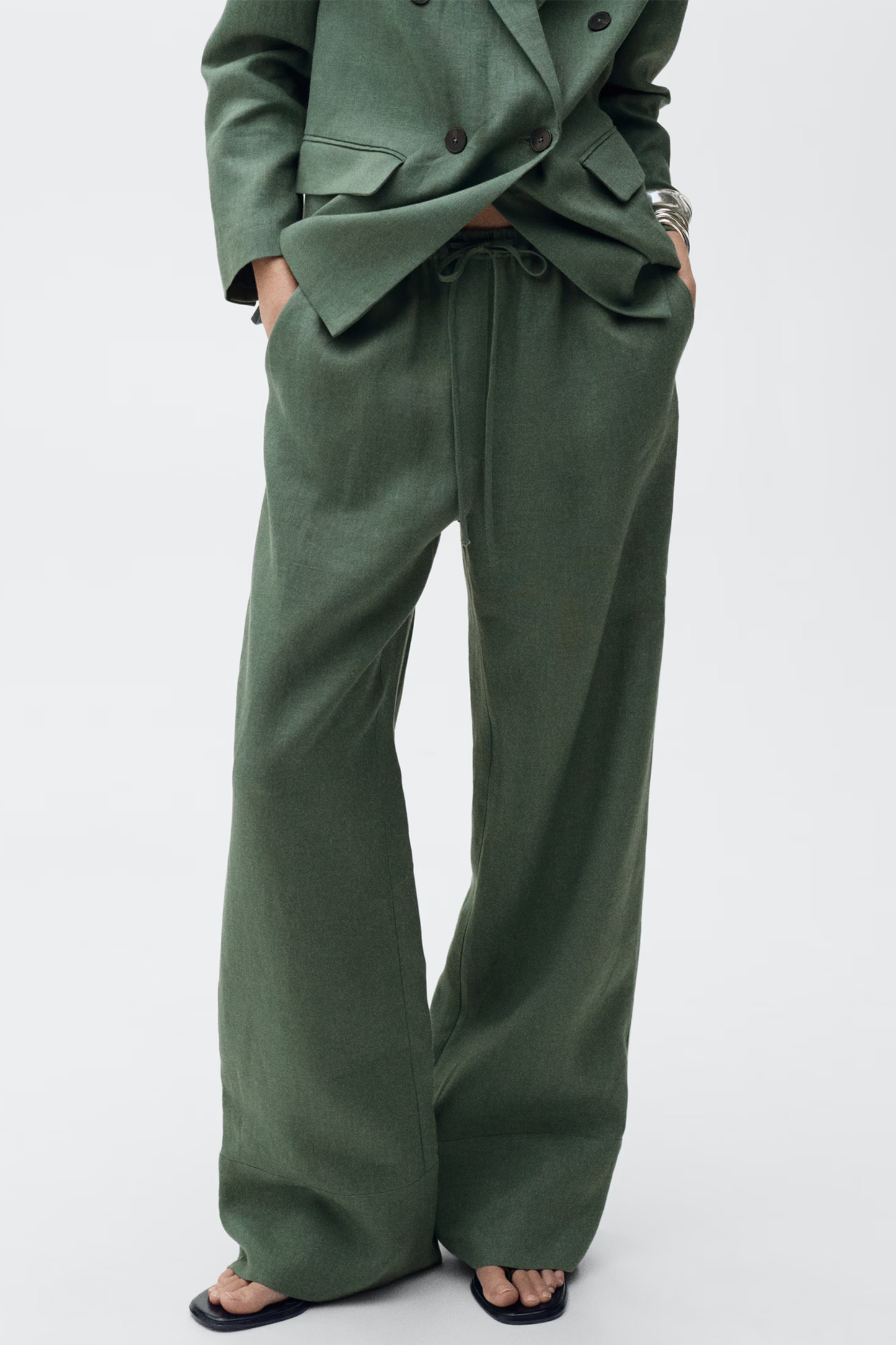 Straight Linen-Blend Trousers
