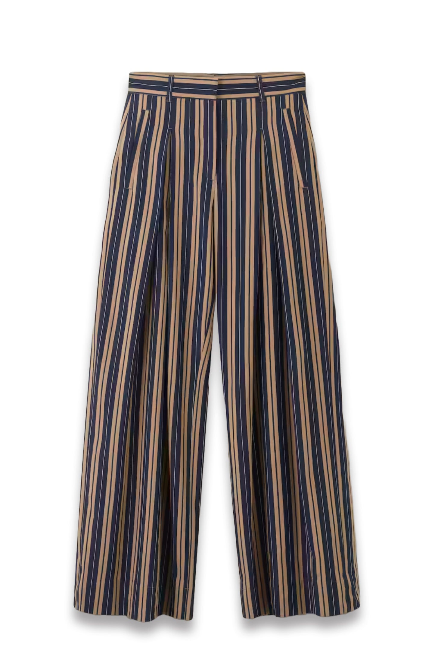 Herringbone Statement Stripe Wide-Leg Trouser