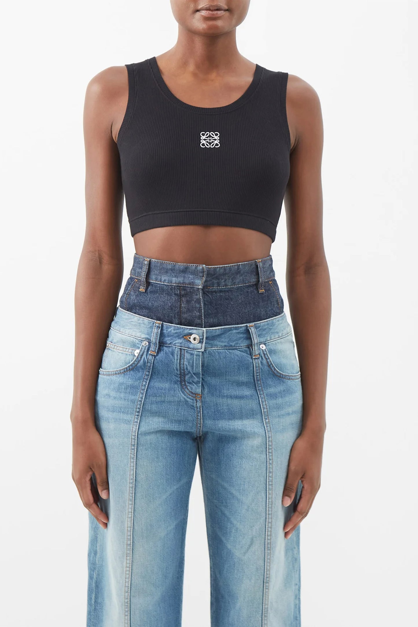 Anagram-embroidered Cotton-blend Tank Top