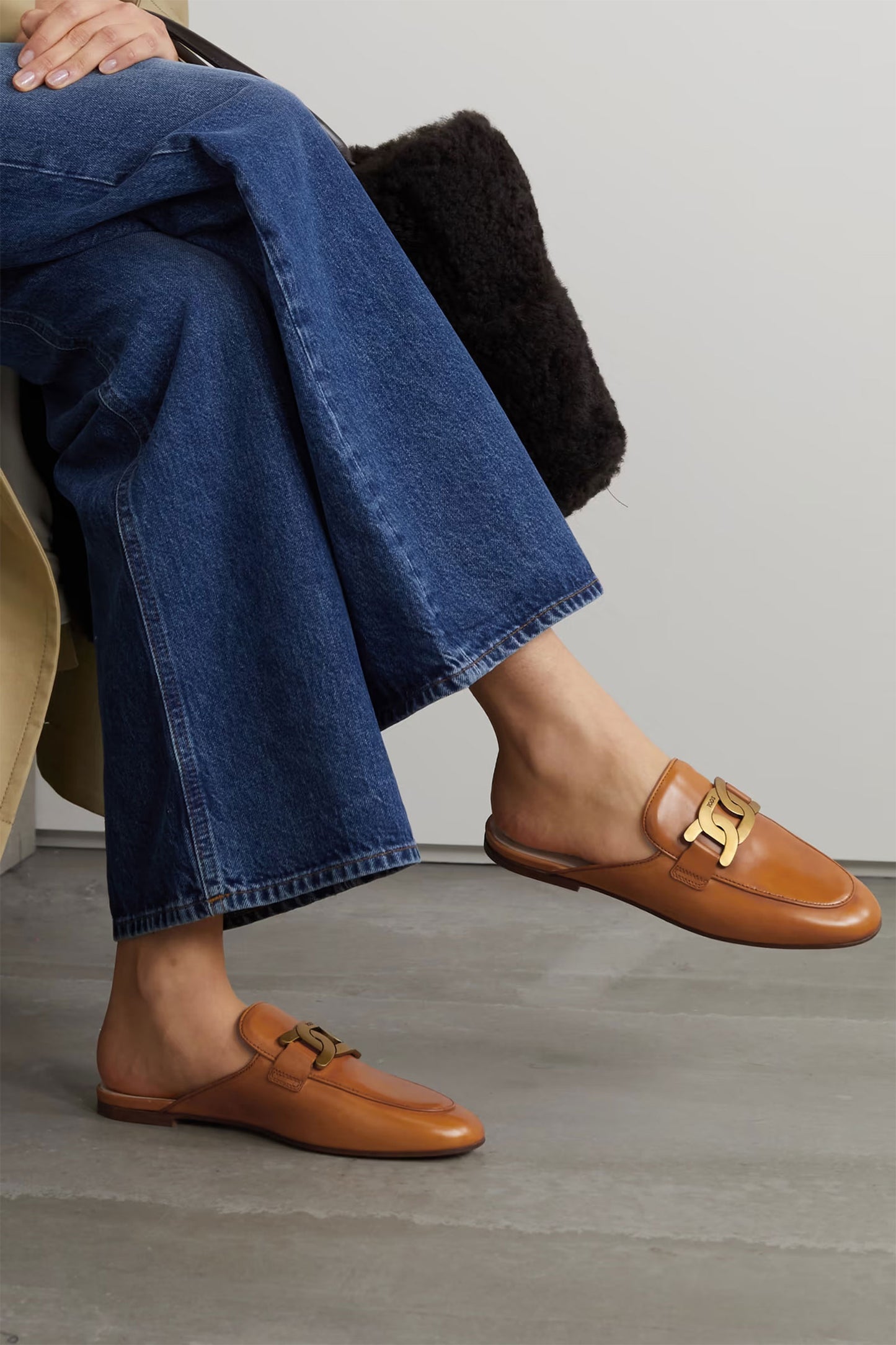 Embellished Leather Slippers