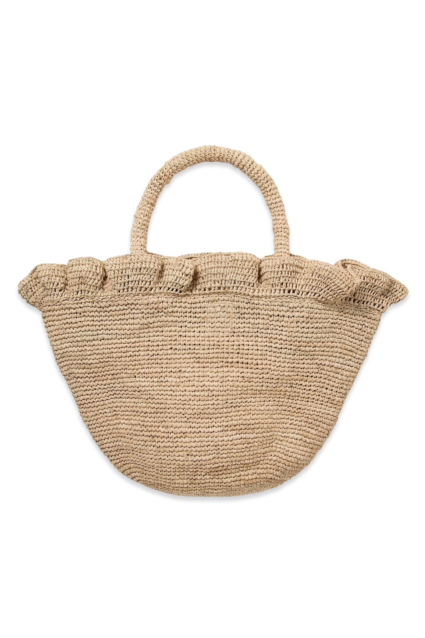 Cyris Ruffled Crocheted Raffia Tote