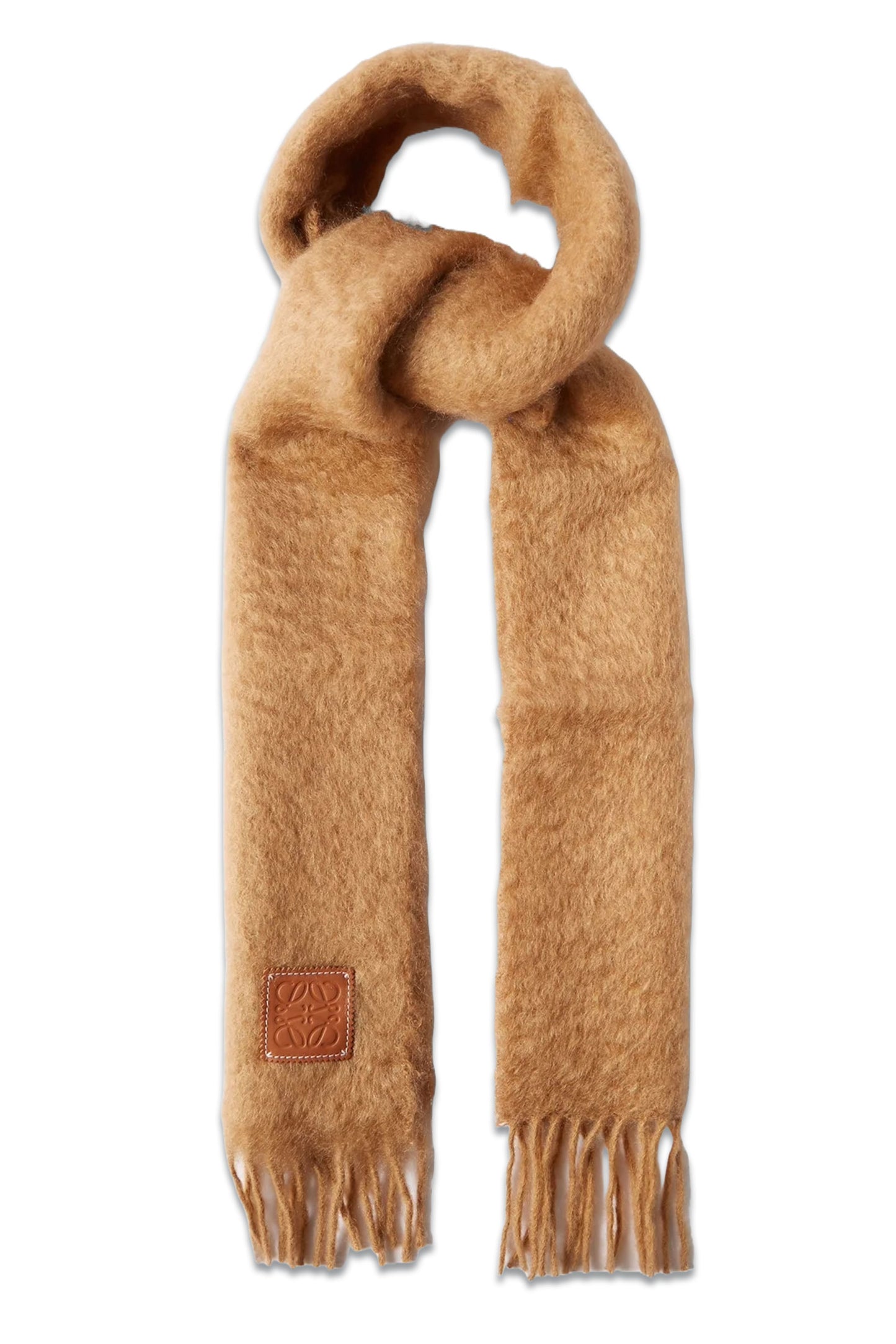 Anagram-patch Fringed Mohair-blend Scarf