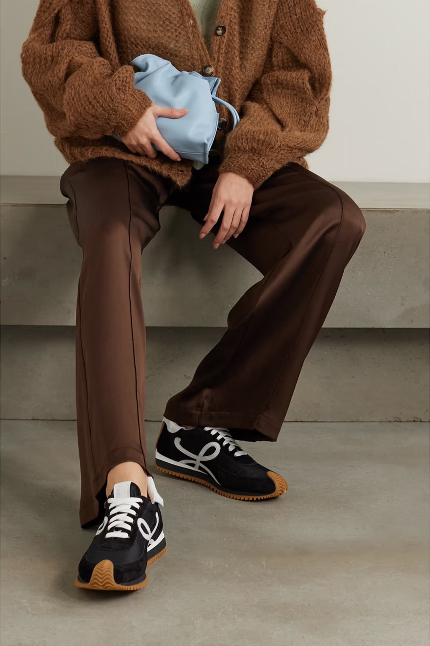 Flow Logo-appliquéd Leather and Shell Sneakers