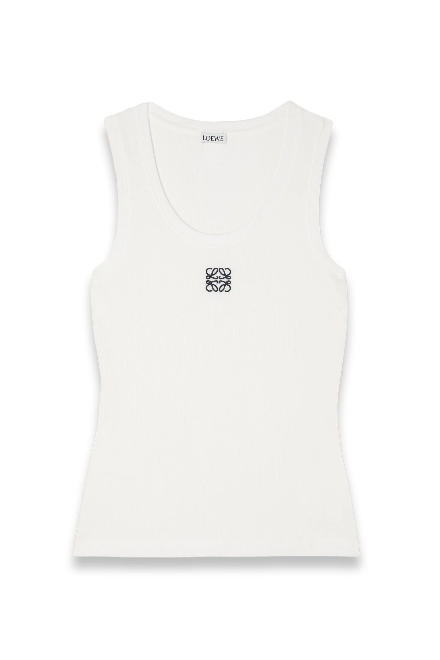Embroidered Ribbed Stretch-cotton Tank