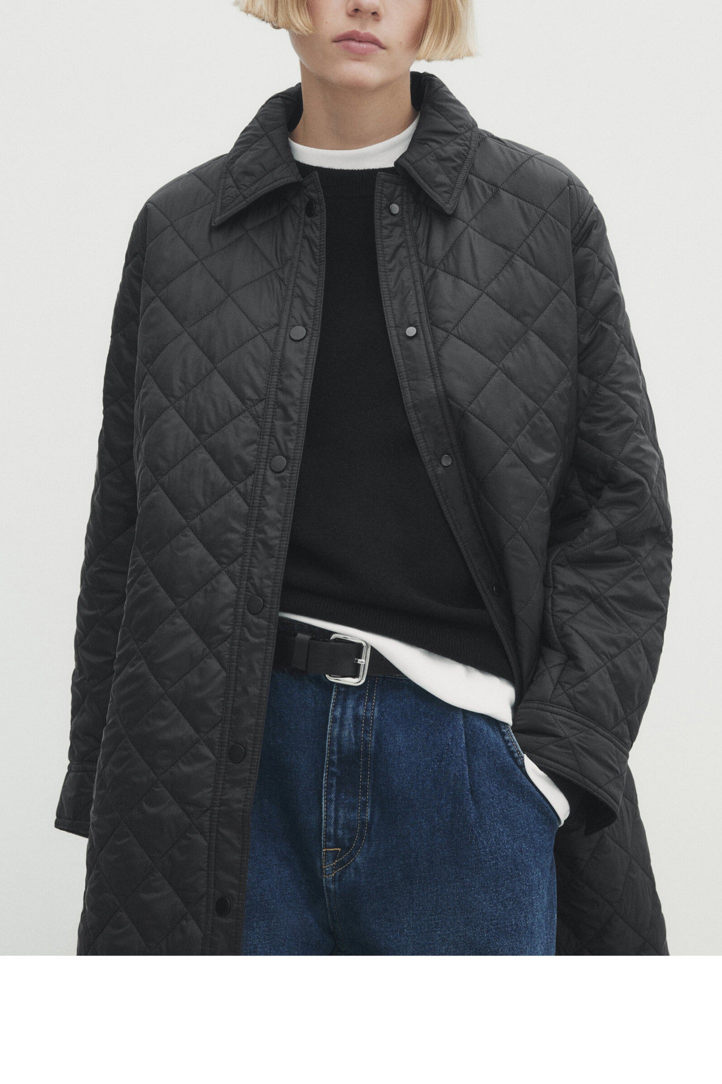 Long Padded Overshirt with Snap Buttons