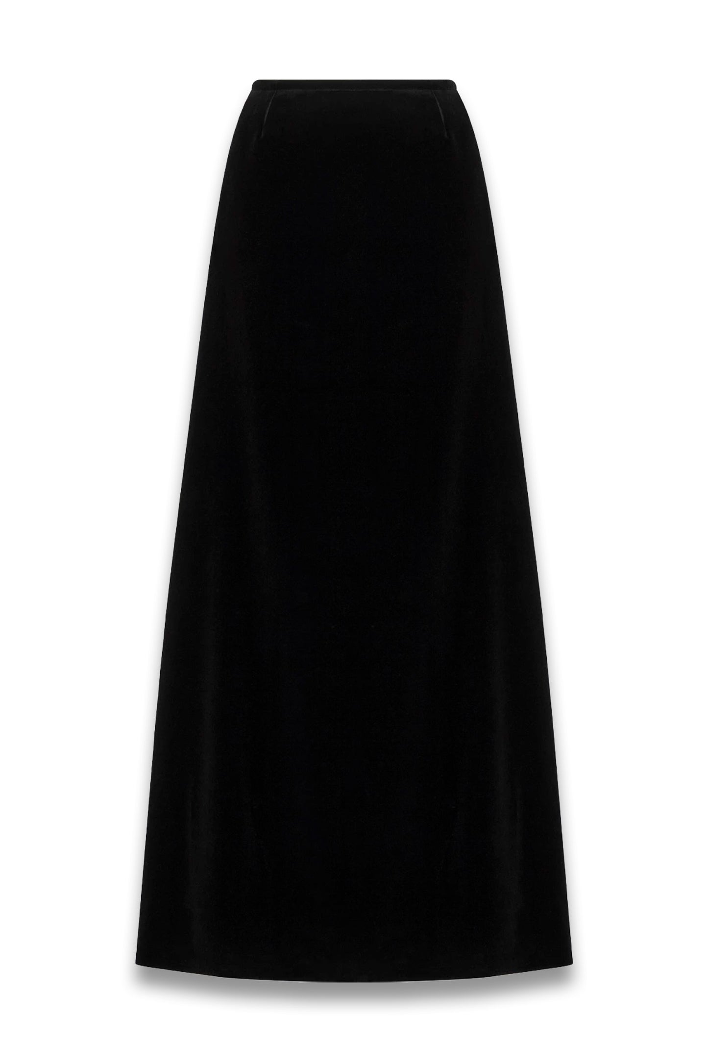 Long flared skirt Black cotton velvet