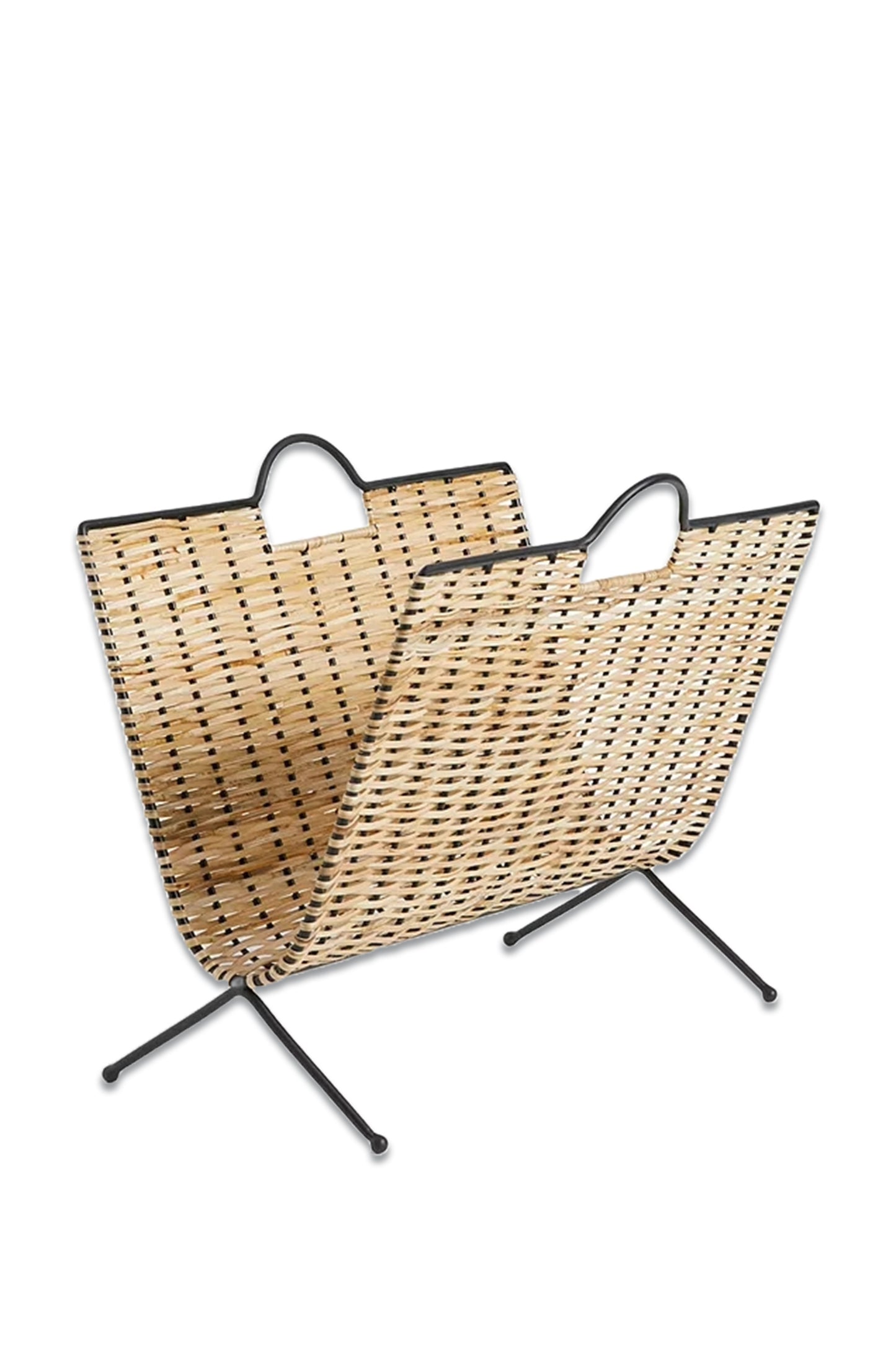 Metal and Rattan Magazine Rack